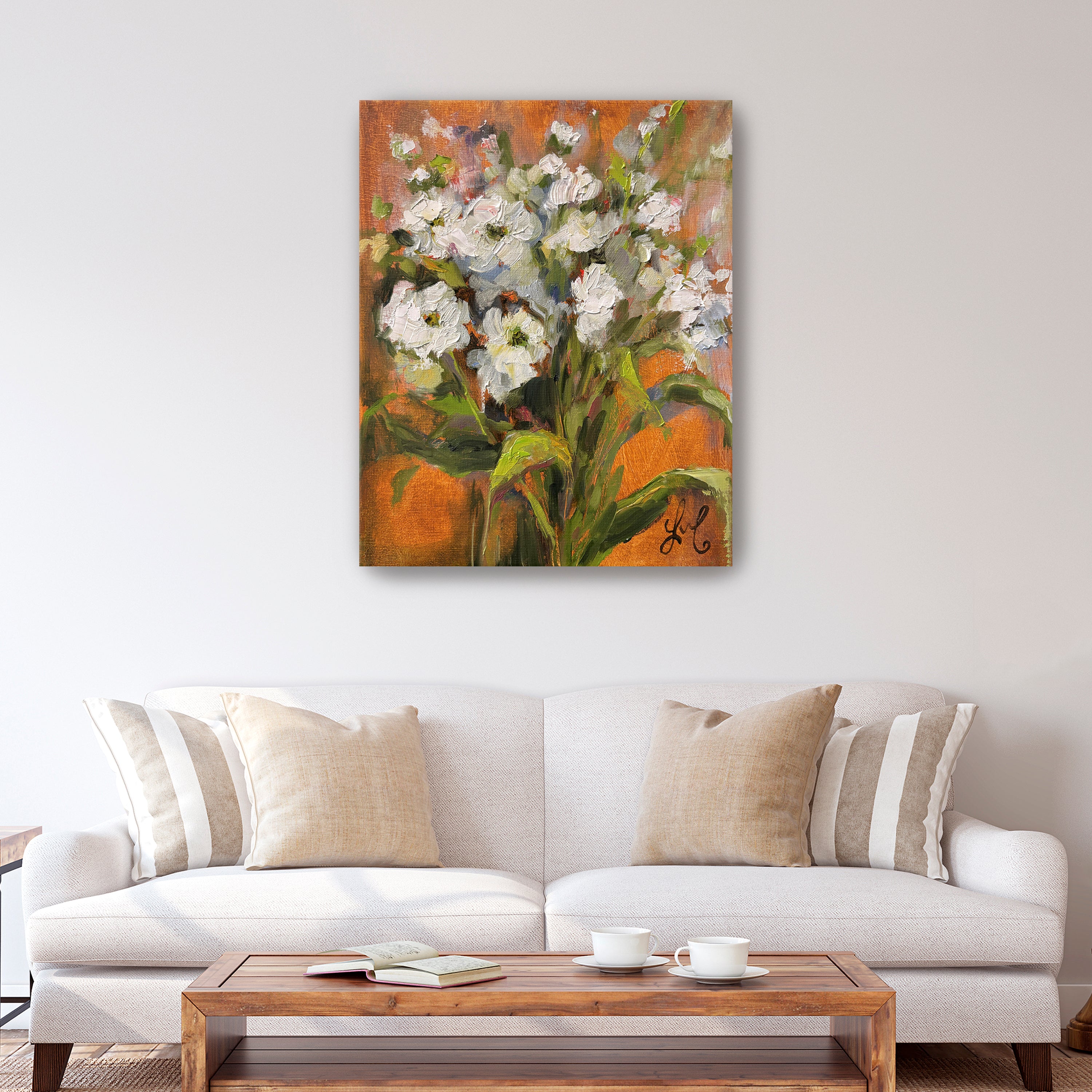 White Flowers Canvas Giclee