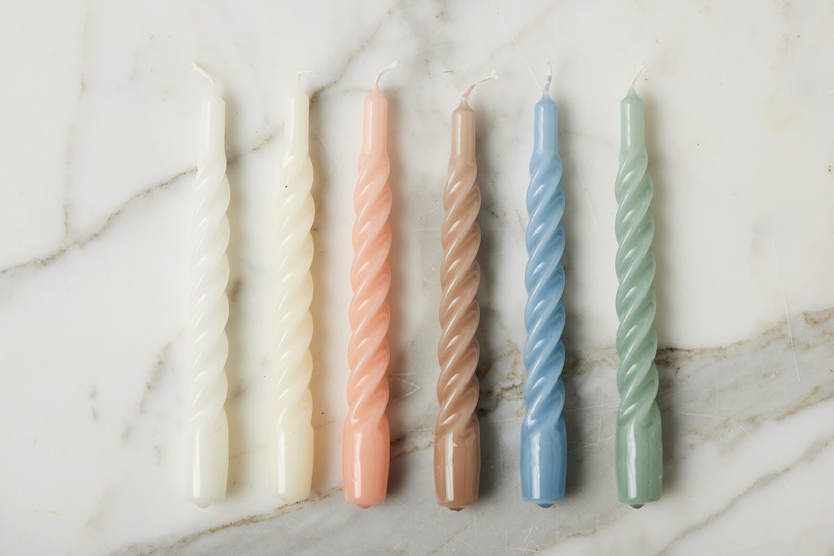 Lacquer Twisted Taper Candles, Set of 6