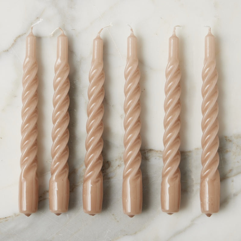 Lacquer Twisted Taper Candles, Set of 6
