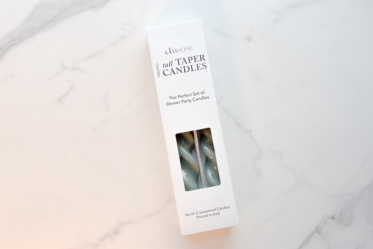 Lacquer Tall Twisted Taper Candles, Set of 2