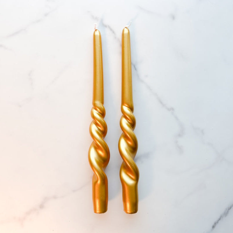 Lacquer Tall Twisted Taper Candles, Set of 2