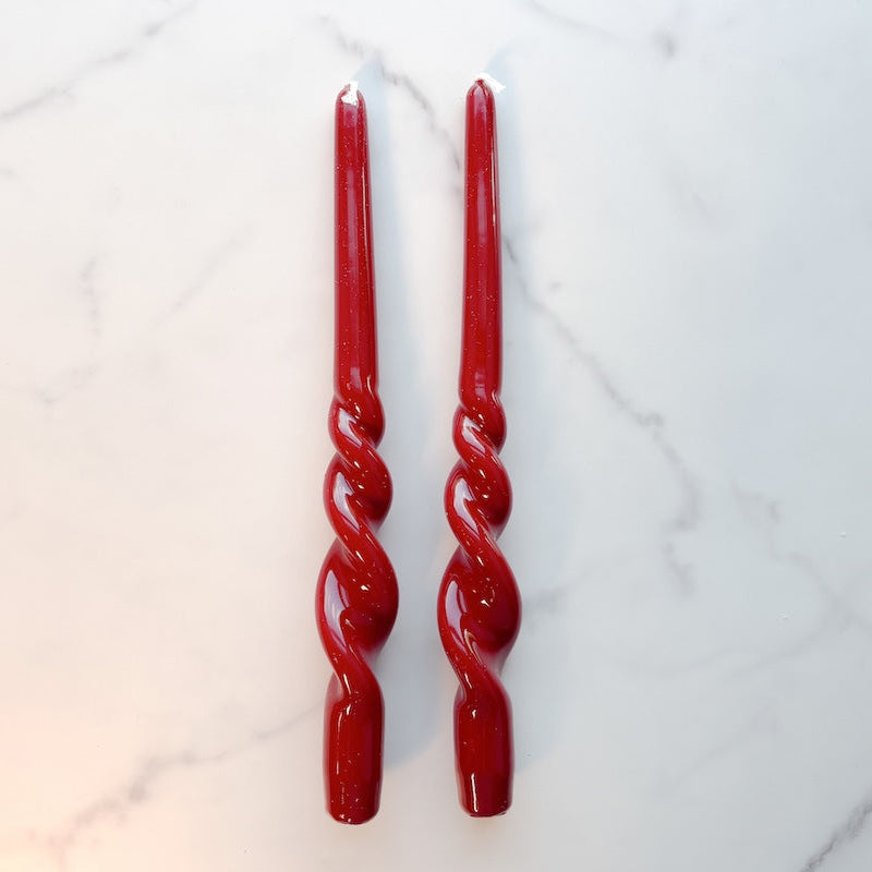 Lacquer Tall Twisted Taper Candles, Set of 2