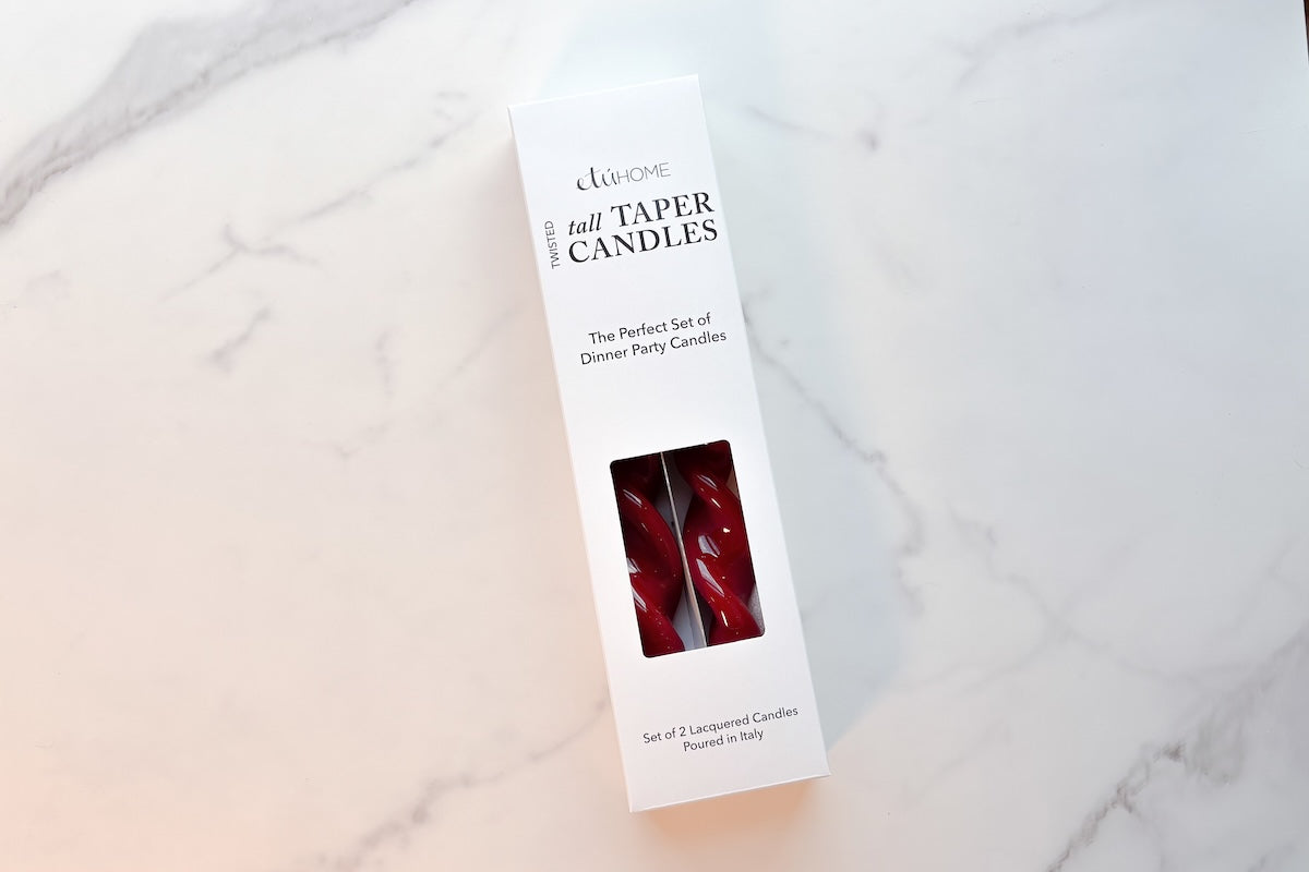 Lacquer Tall Twisted Taper Candles, Set of 2