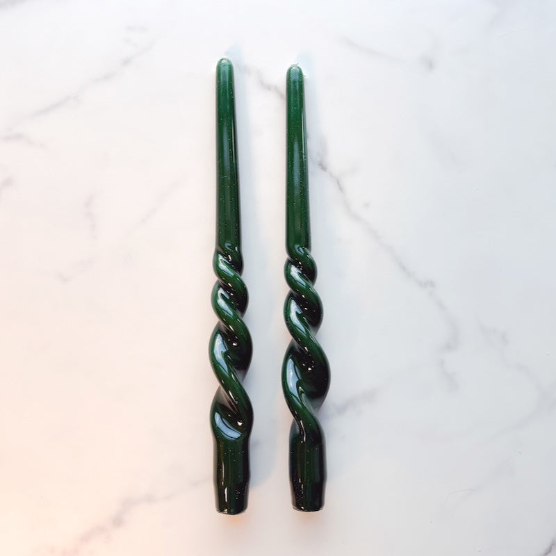 Lacquer Tall Twisted Taper Candles, Set of 2