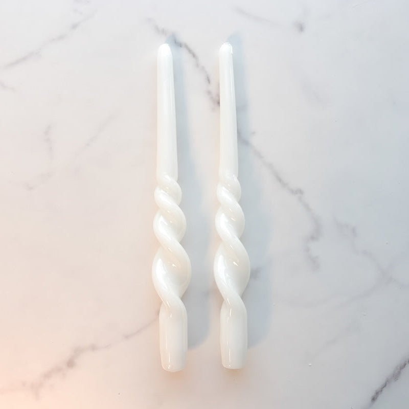 Lacquer Tall Twisted Taper Candles, Set of 2