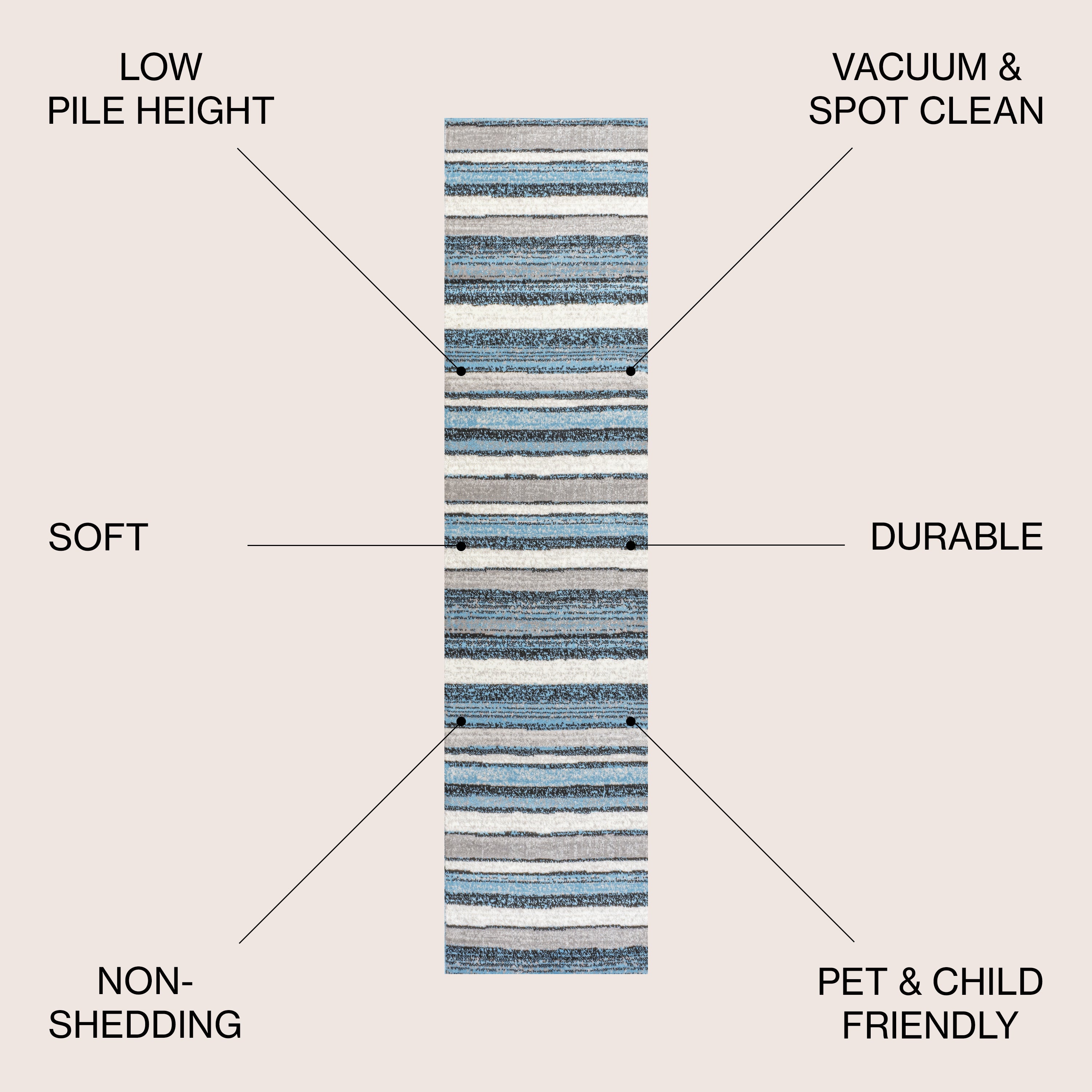 Magnolia Beach Strie' Striped Area Rug