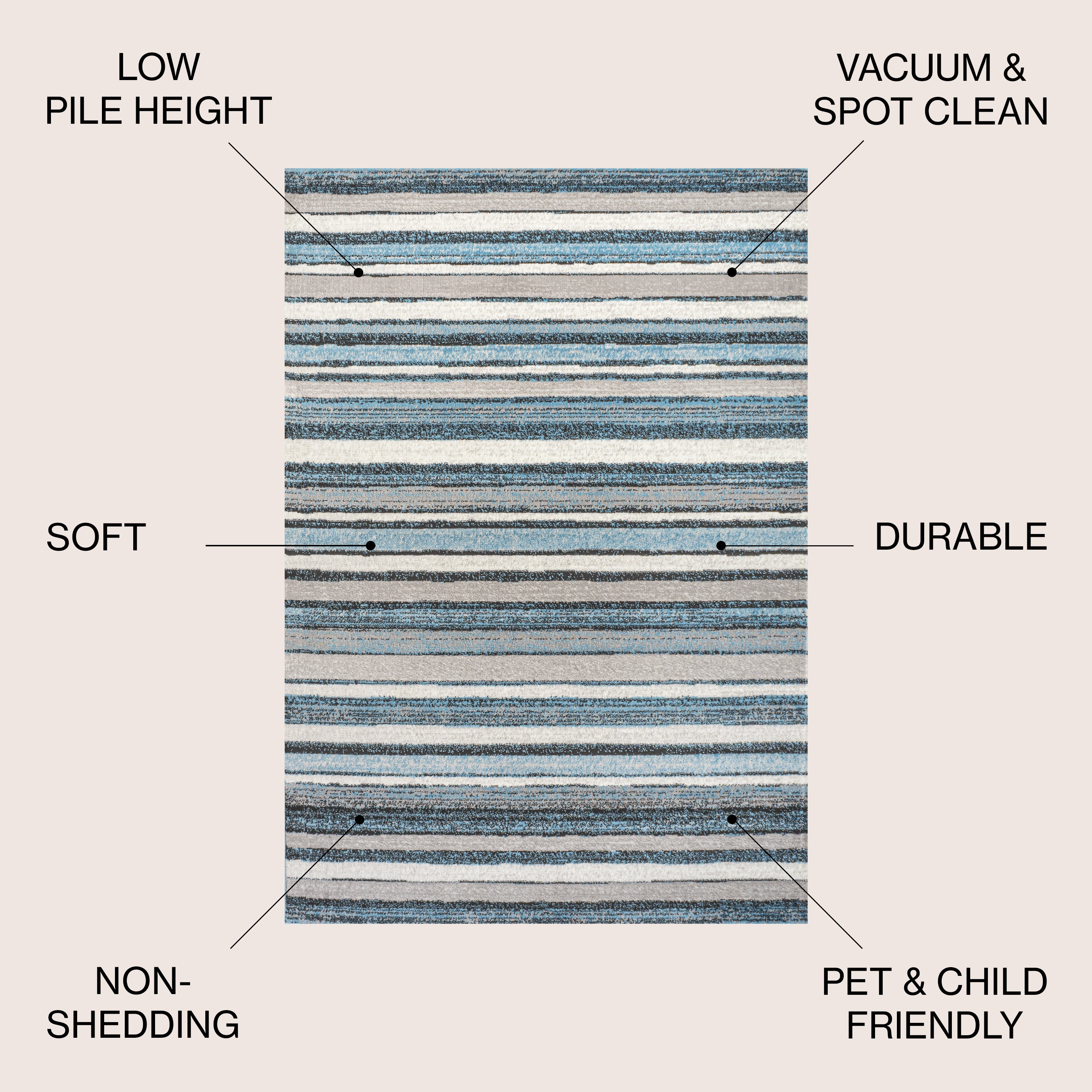 Magnolia Beach Strie' Striped Area Rug