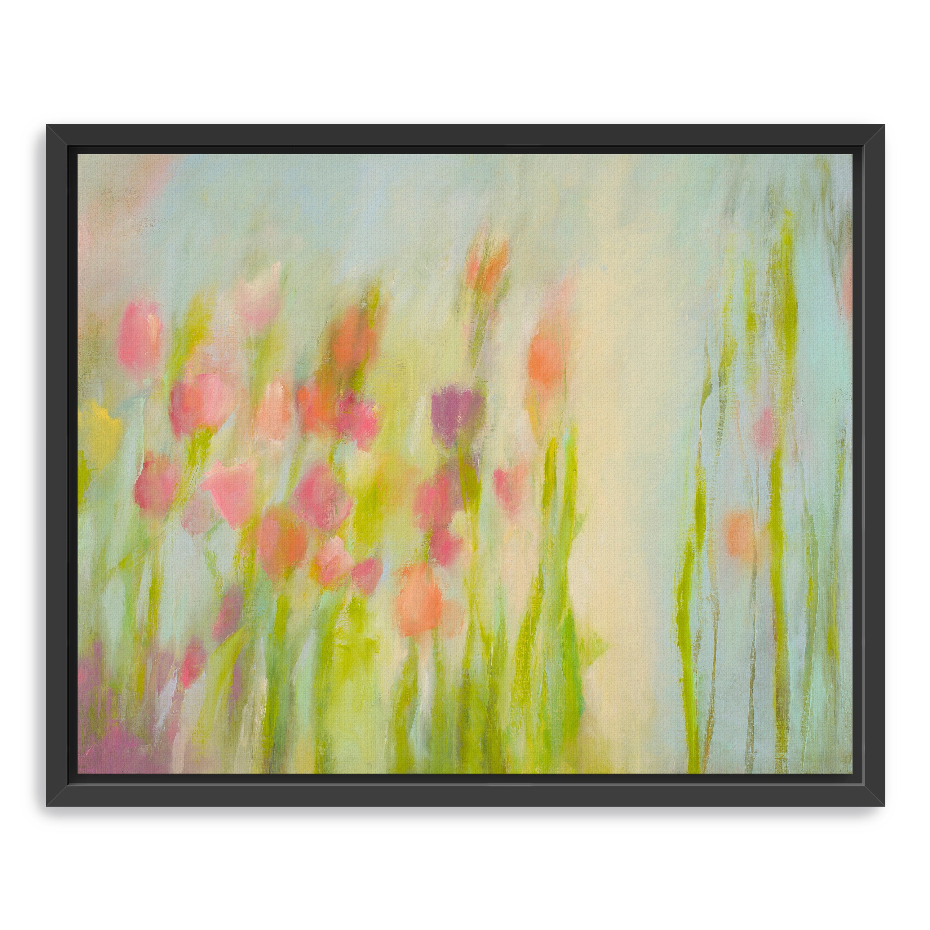 Garden Light Canvas Giclee with Oak Frame