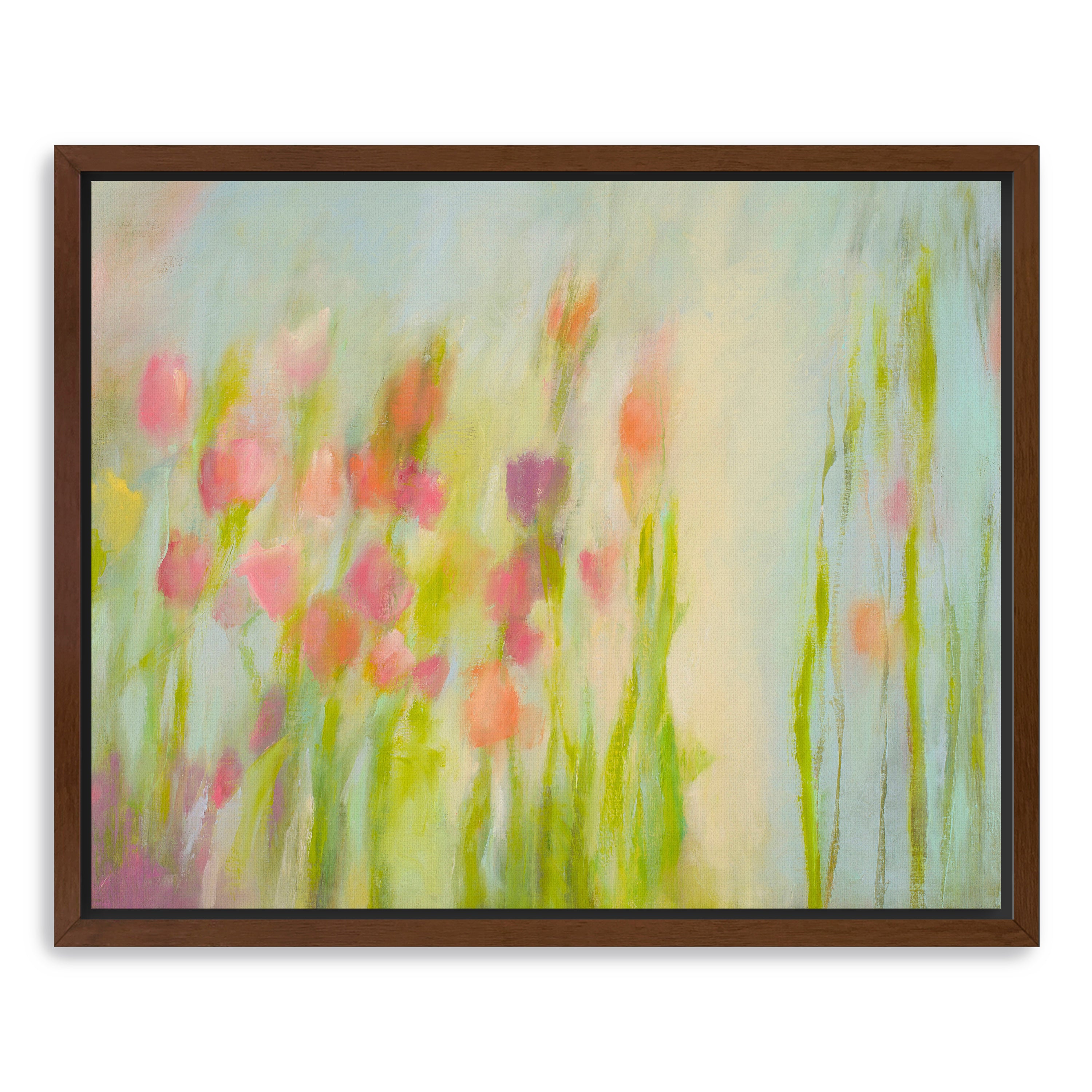 Garden Light Canvas Giclee with Oak Frame
