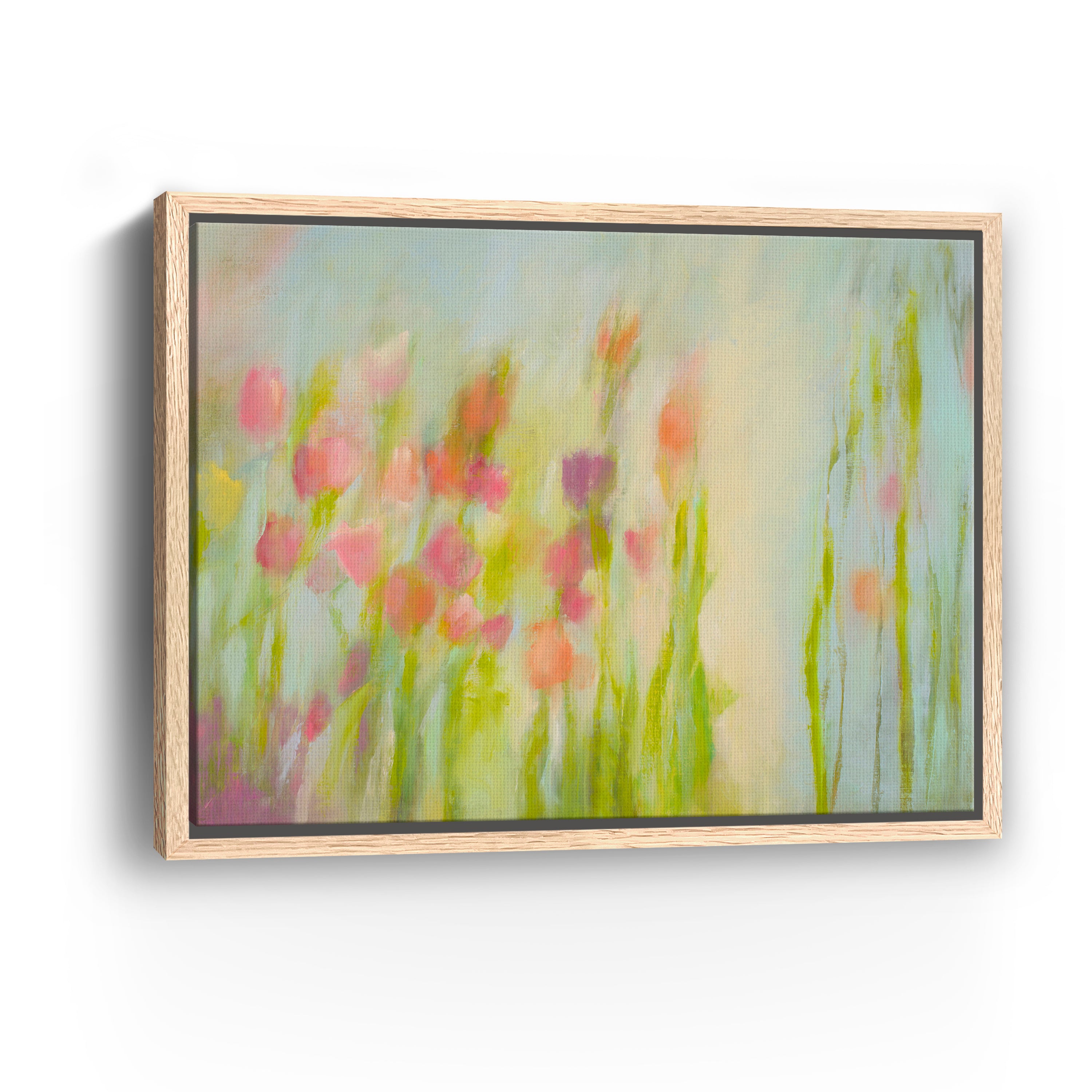 Garden Light Canvas Giclee with Oak Frame