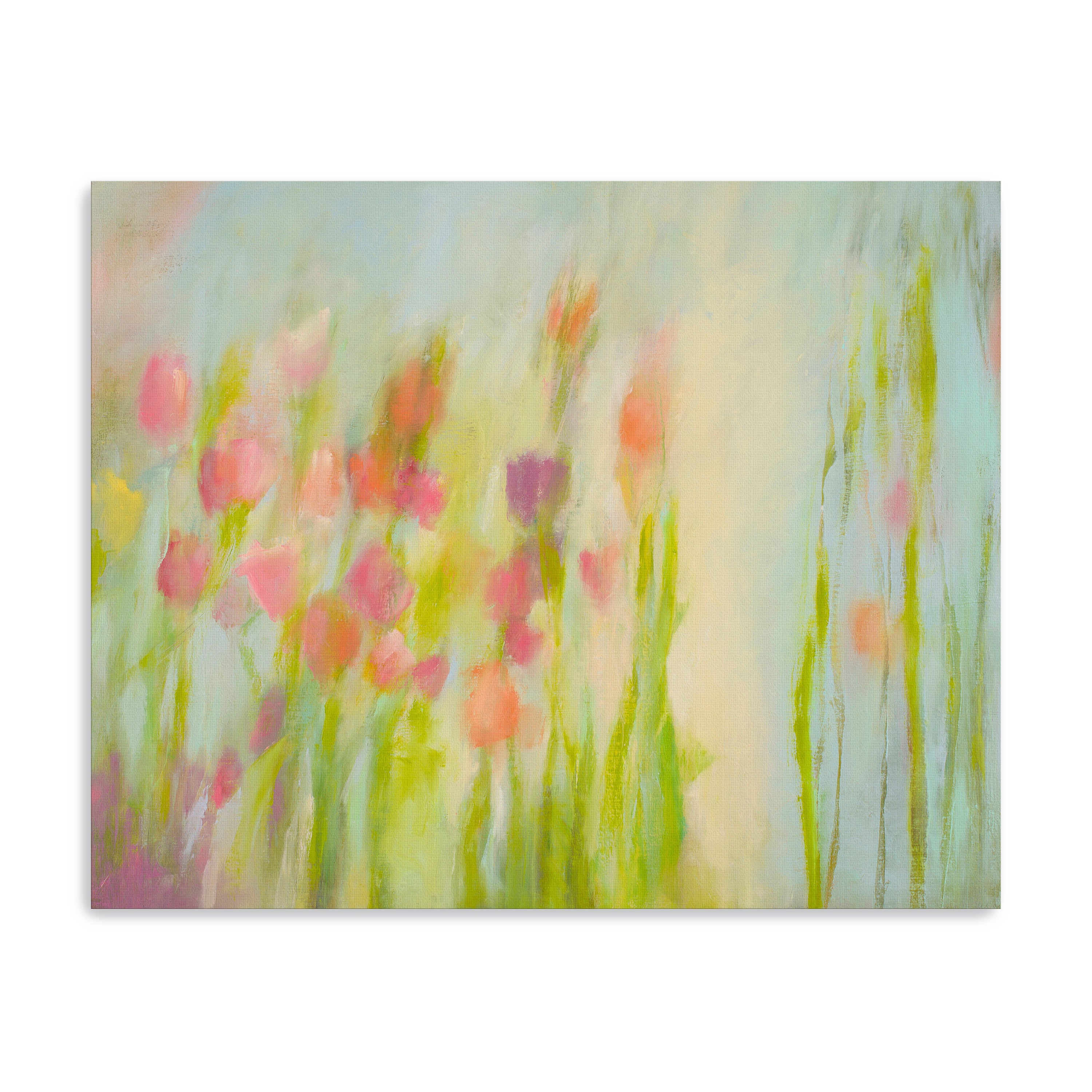 Garden Light Canvas Giclee with Oak Frame