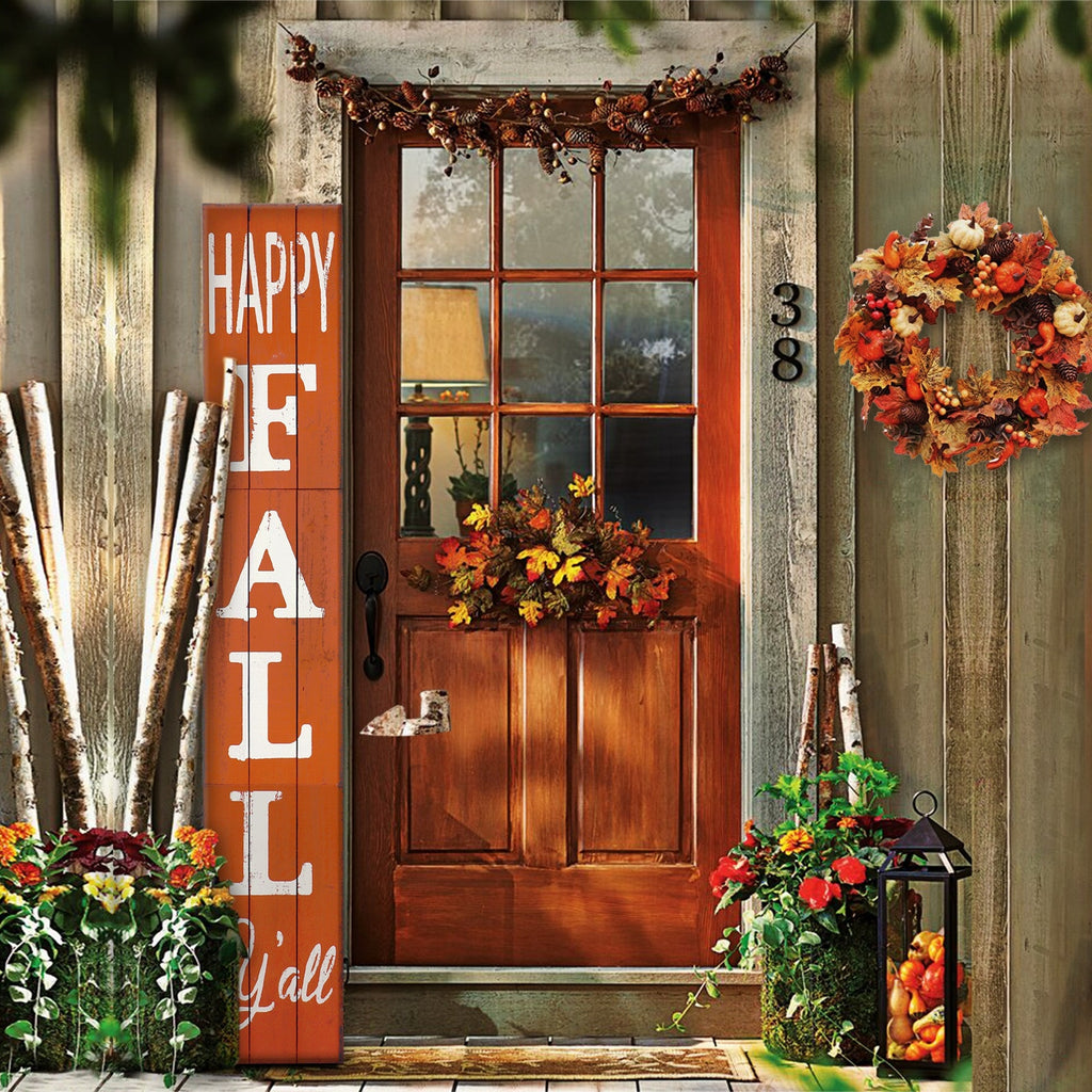 Orange Happy Fall Ya'll Wood Porch Sign