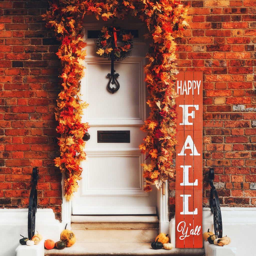 Orange Happy Fall Ya'll Wood Porch Sign