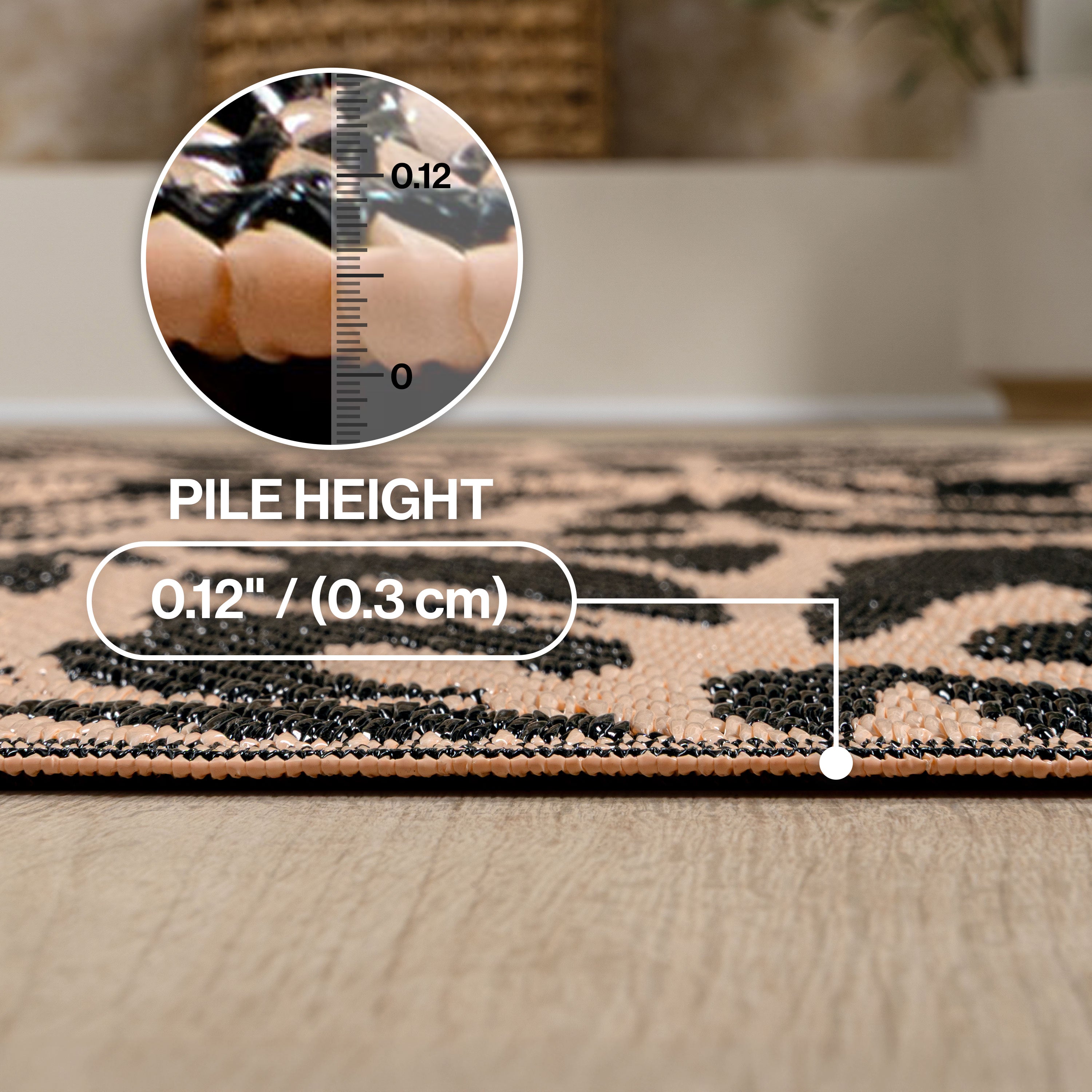 Bloom Modern Floral II Foldable Waterproof Reversible Plastic Straw Outdoor Rug