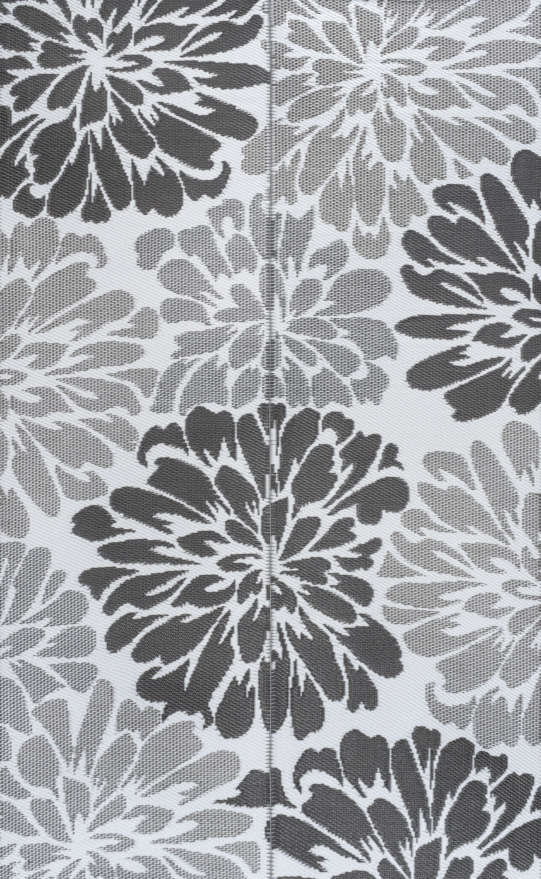Bloom Modern Floral II Foldable Waterproof Reversible Plastic Straw Outdoor Rug