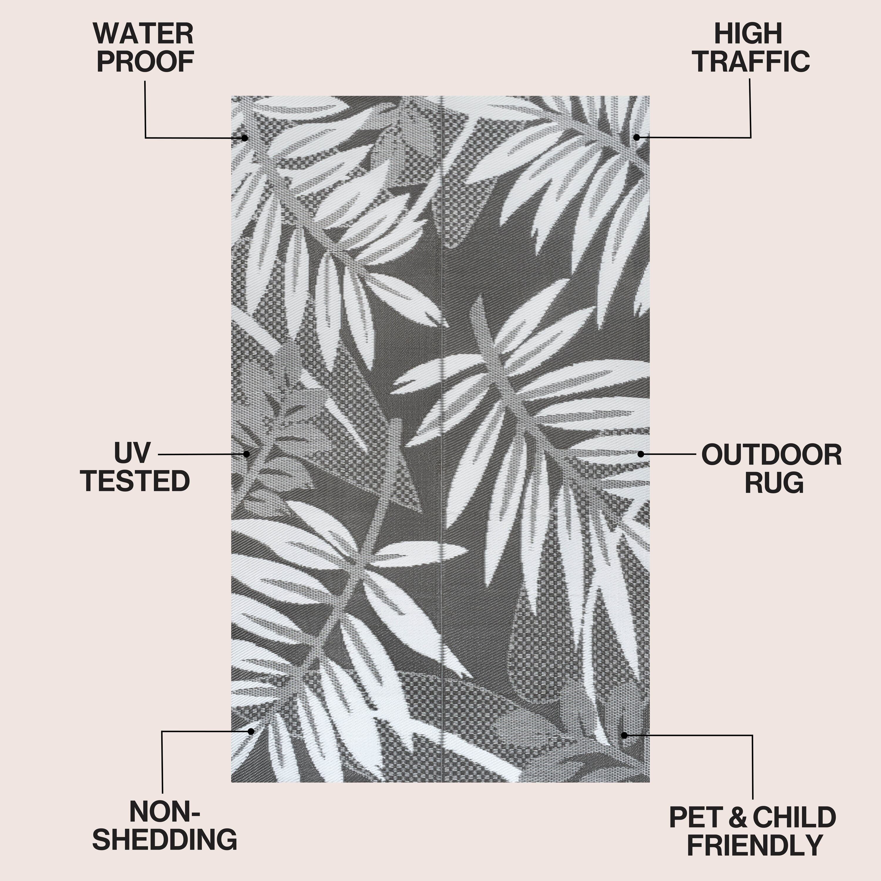 Wilde Classic Botanical Foldable Waterproof Reversible Plastic Straw Outdoor Rug