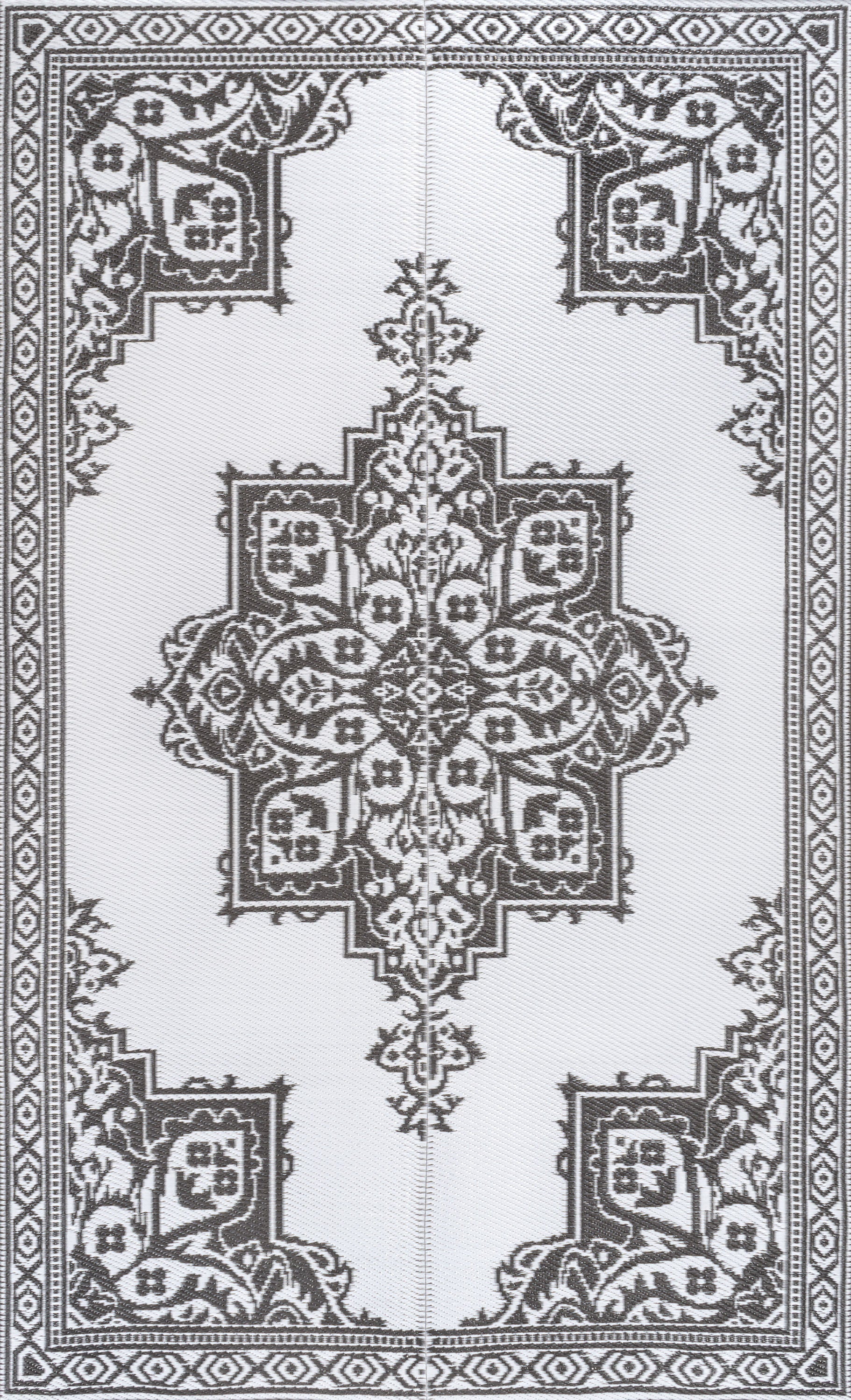 Dory Medallion Border Foldable Waterproof Reversible Plastic Straw Outdoor Rug
