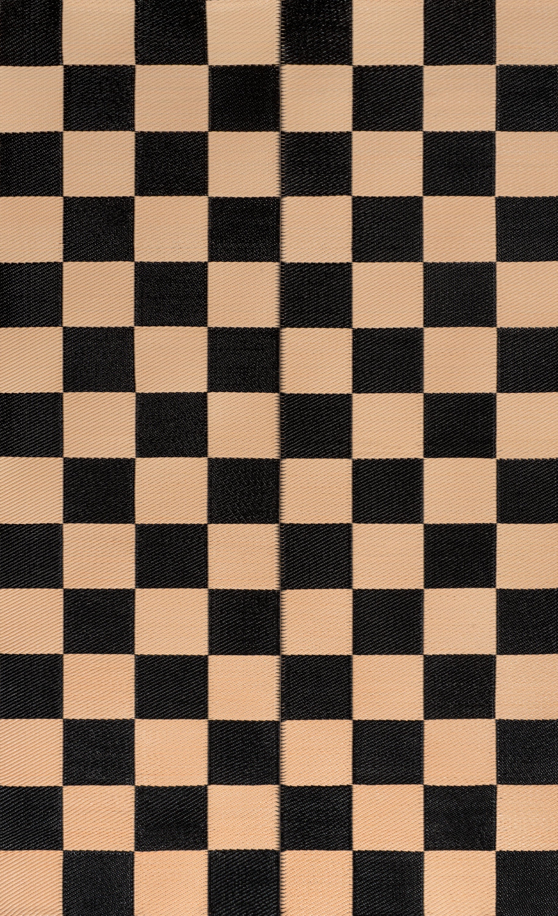 Bishop Geometric Checker Foldable Waterproof Reversible Plastic Straw Outdoor Rug