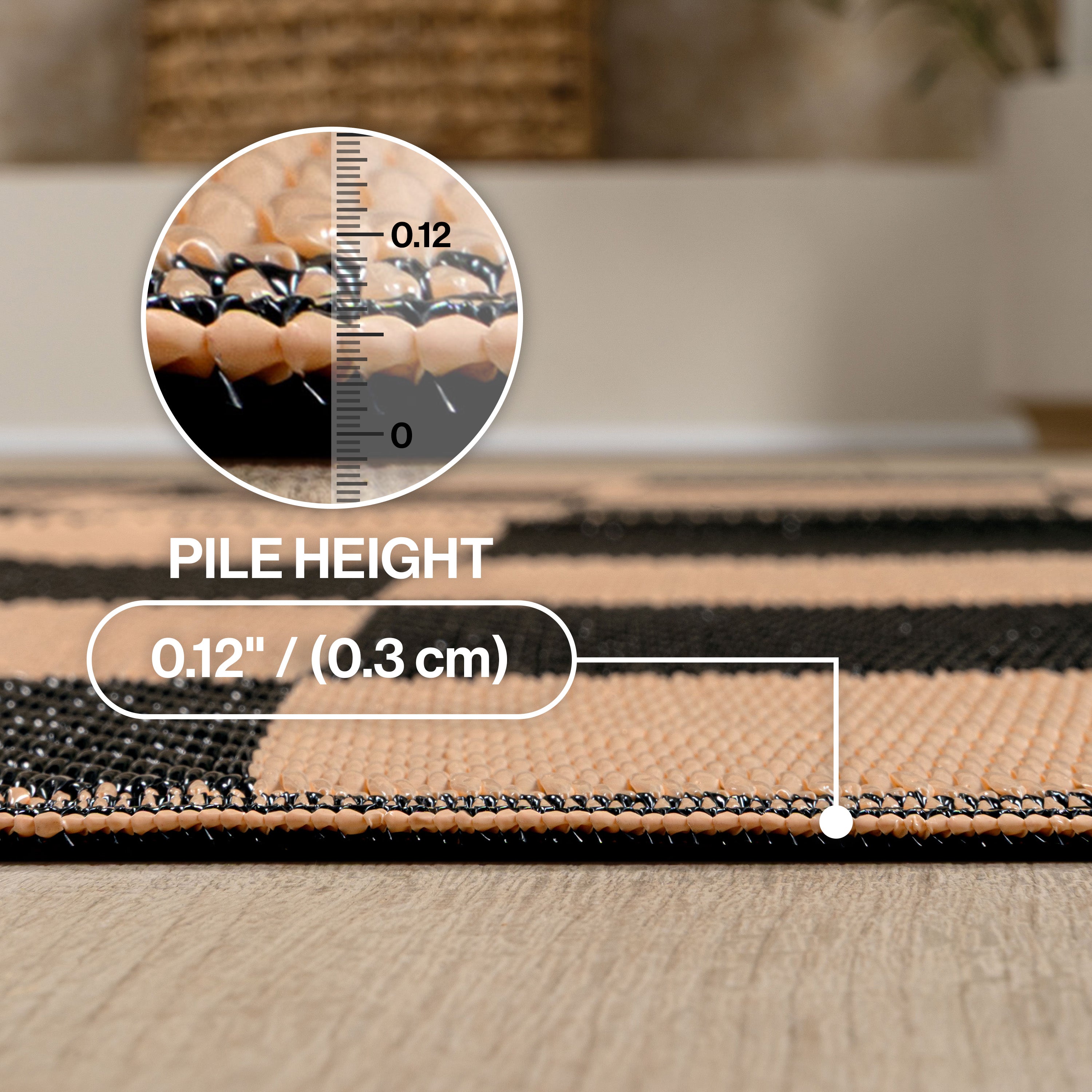 Bishop Geometric Checker Foldable Waterproof Reversible Plastic Straw Outdoor Rug
