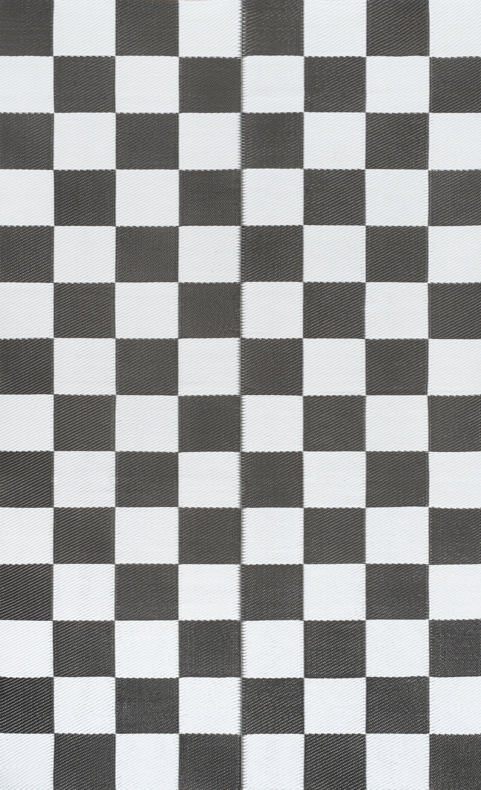 Bishop Geometric Checker Foldable Waterproof Reversible Plastic Straw Outdoor Rug
