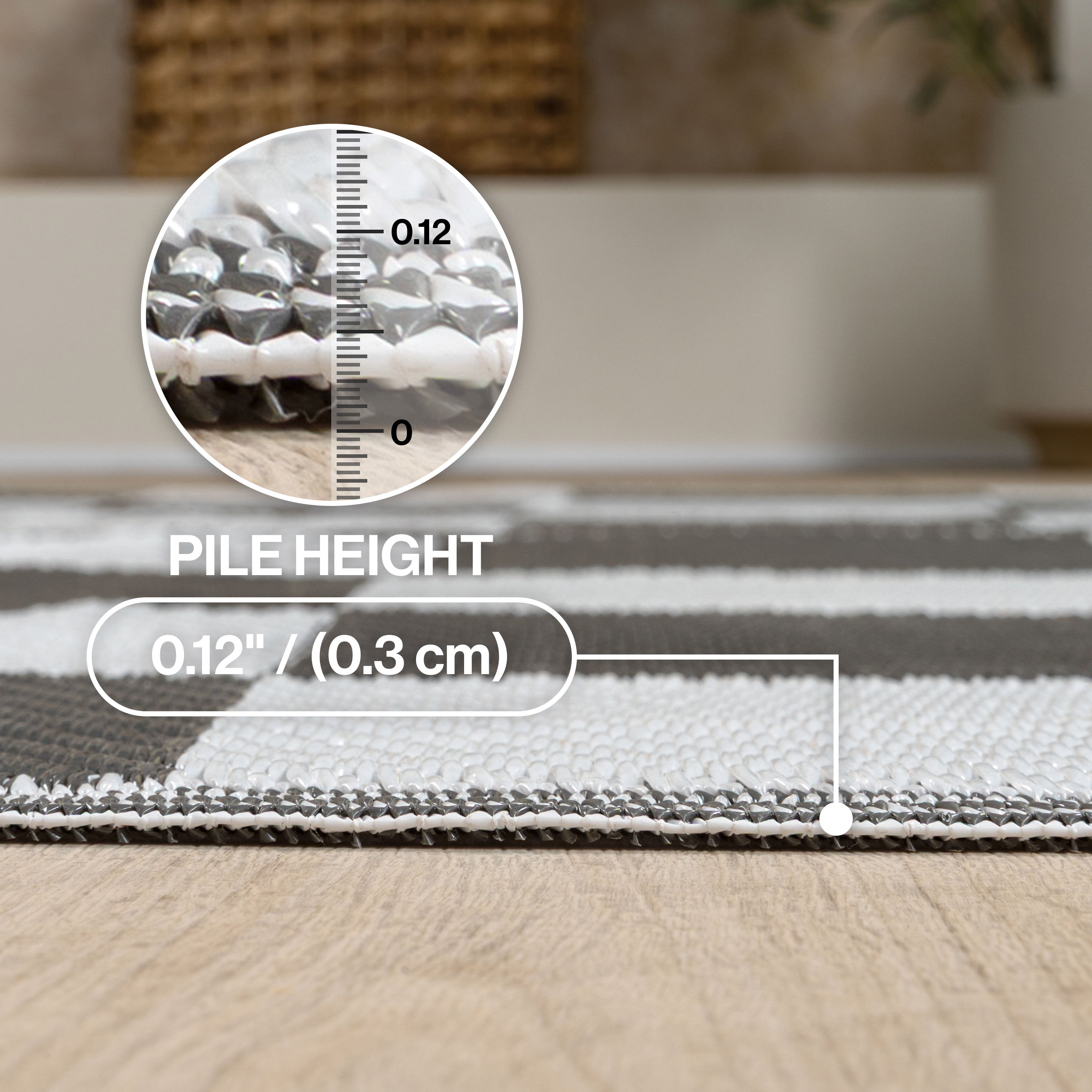 Bishop Geometric Checker Foldable Waterproof Reversible Plastic Straw Outdoor Rug