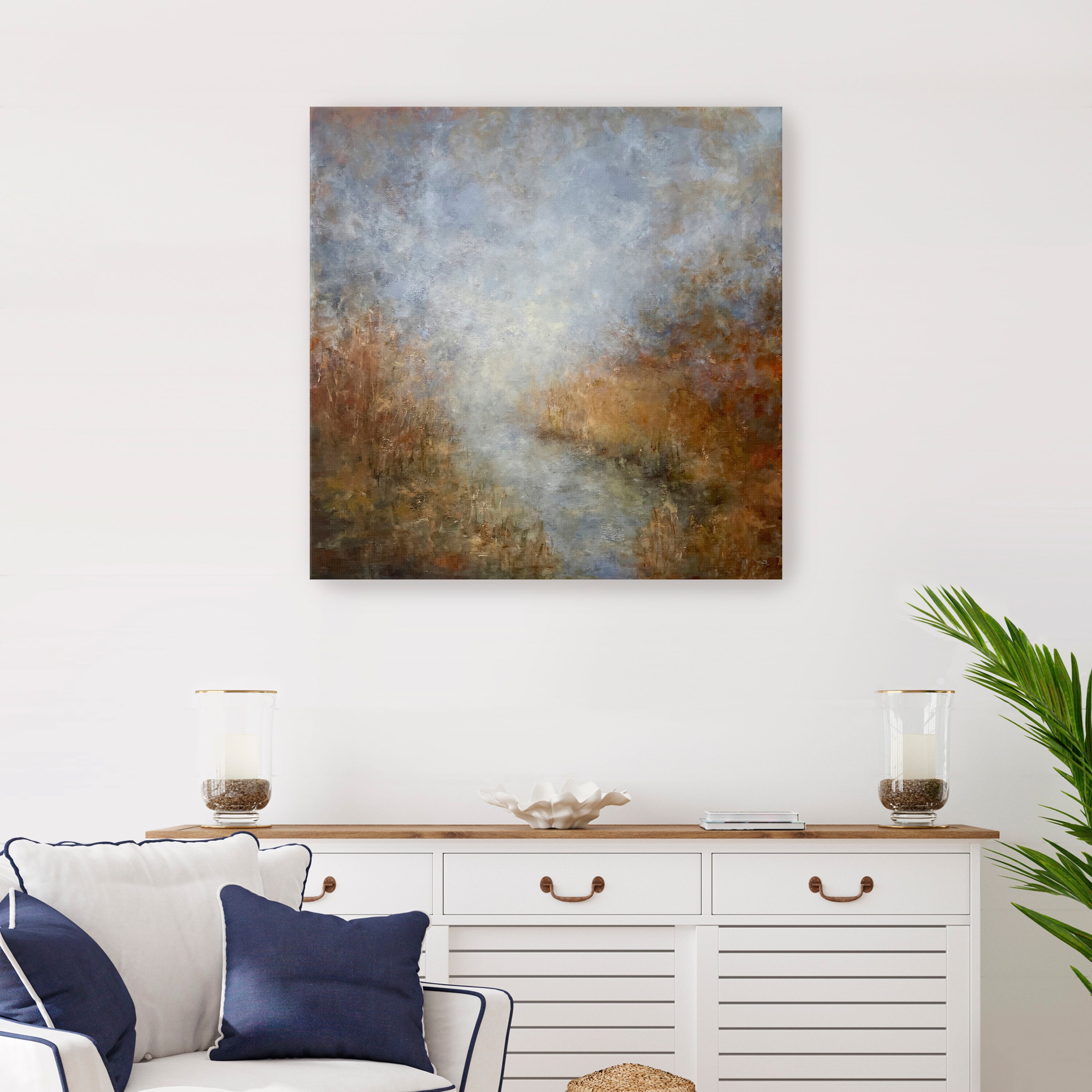 Foggy Lake Canvas Giclee Wall Art