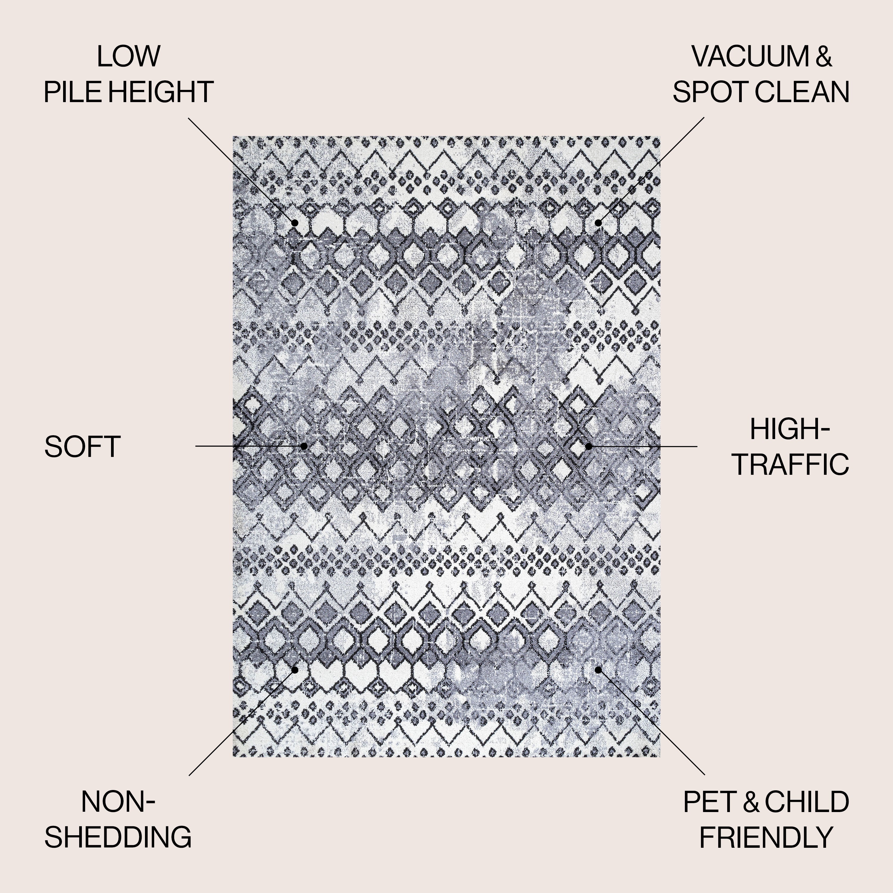 Azmar Moroccan Geometric Distressed Area Rug