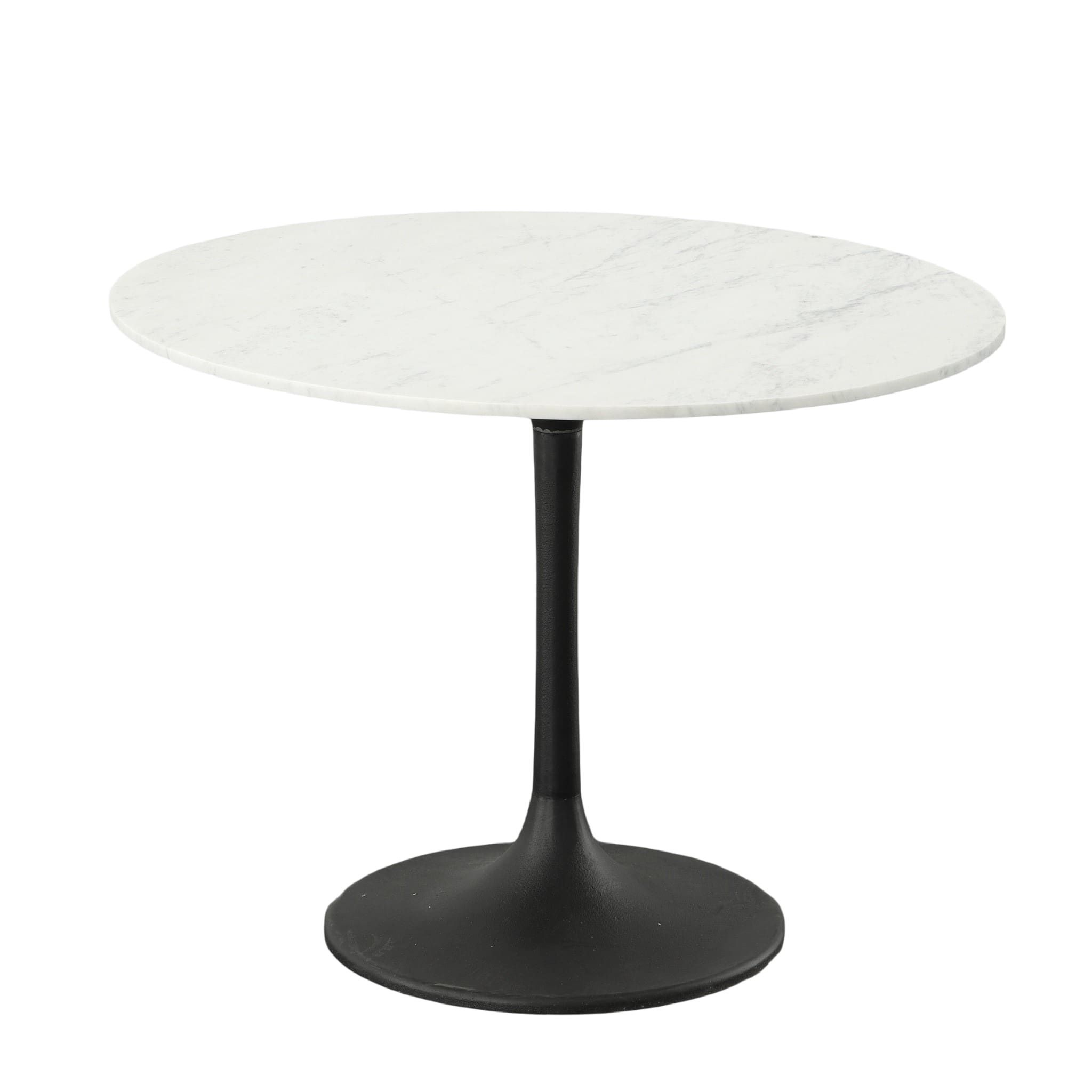Enzo Round Marble Top Dining Table White/Black 40 inch