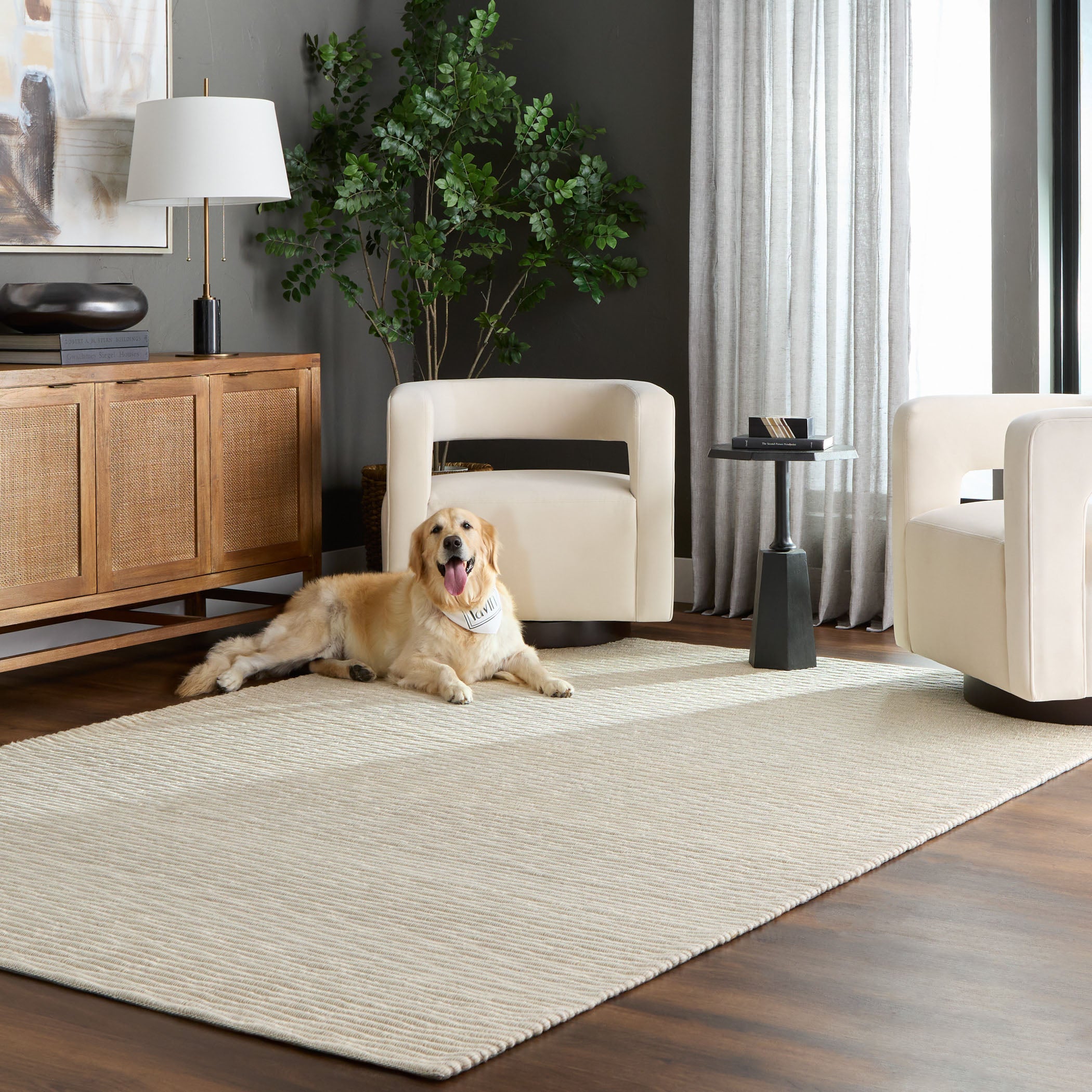 Jaya Luxe Textured Channel Ivory Rug