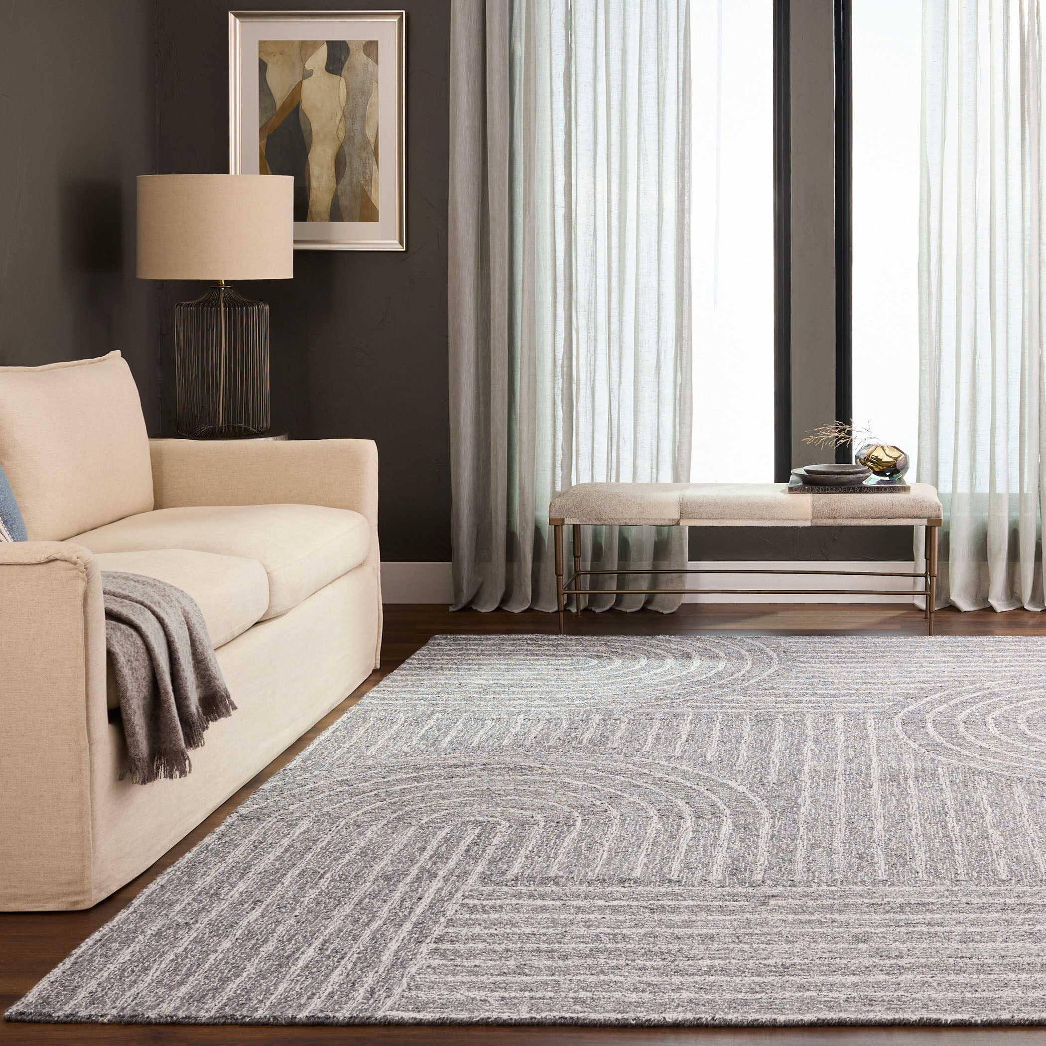 Kali Arched Stripe Blue Rug