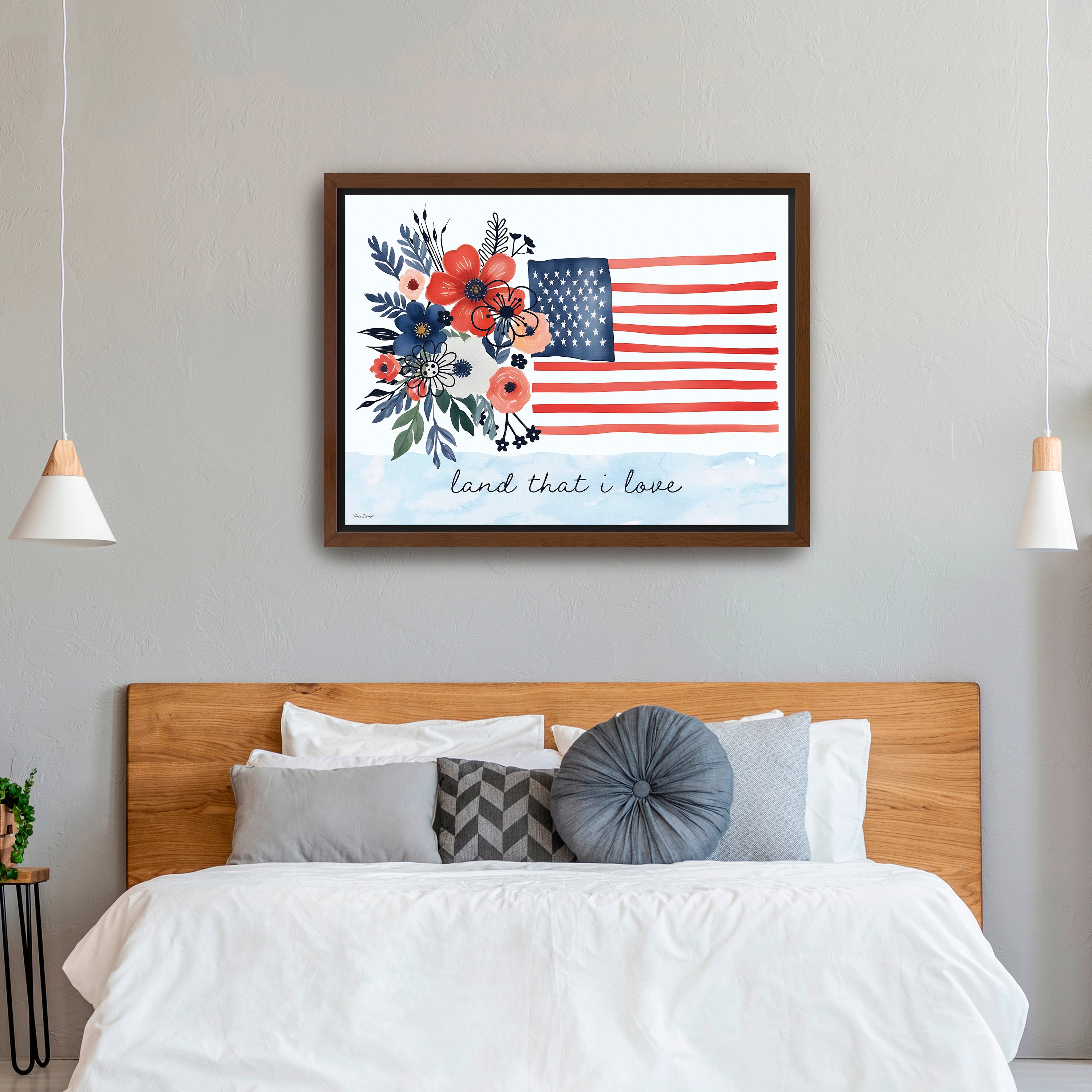 Floral American Flag Canvas Giclee