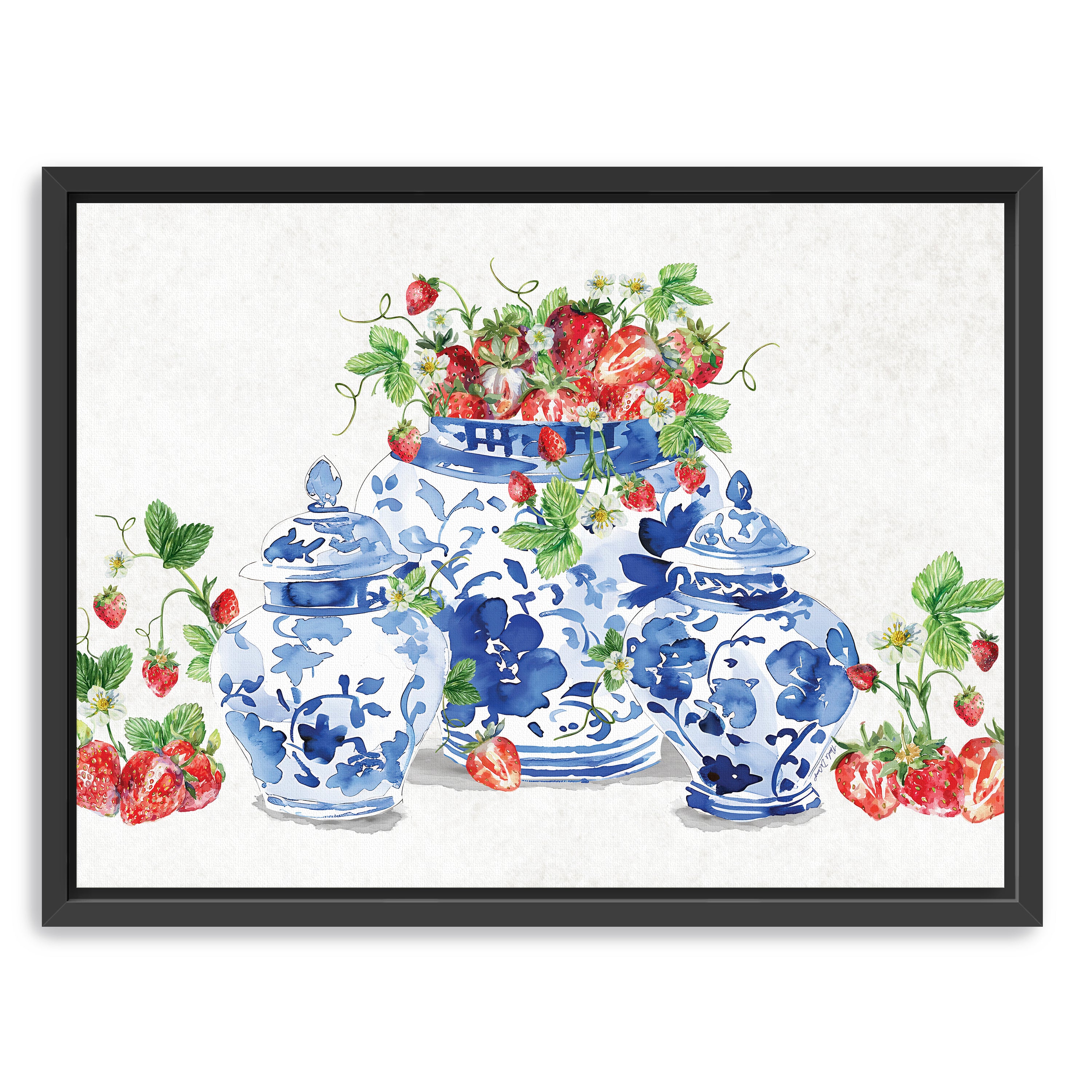 Ginger Jars and Strawberries Canvas Giclee