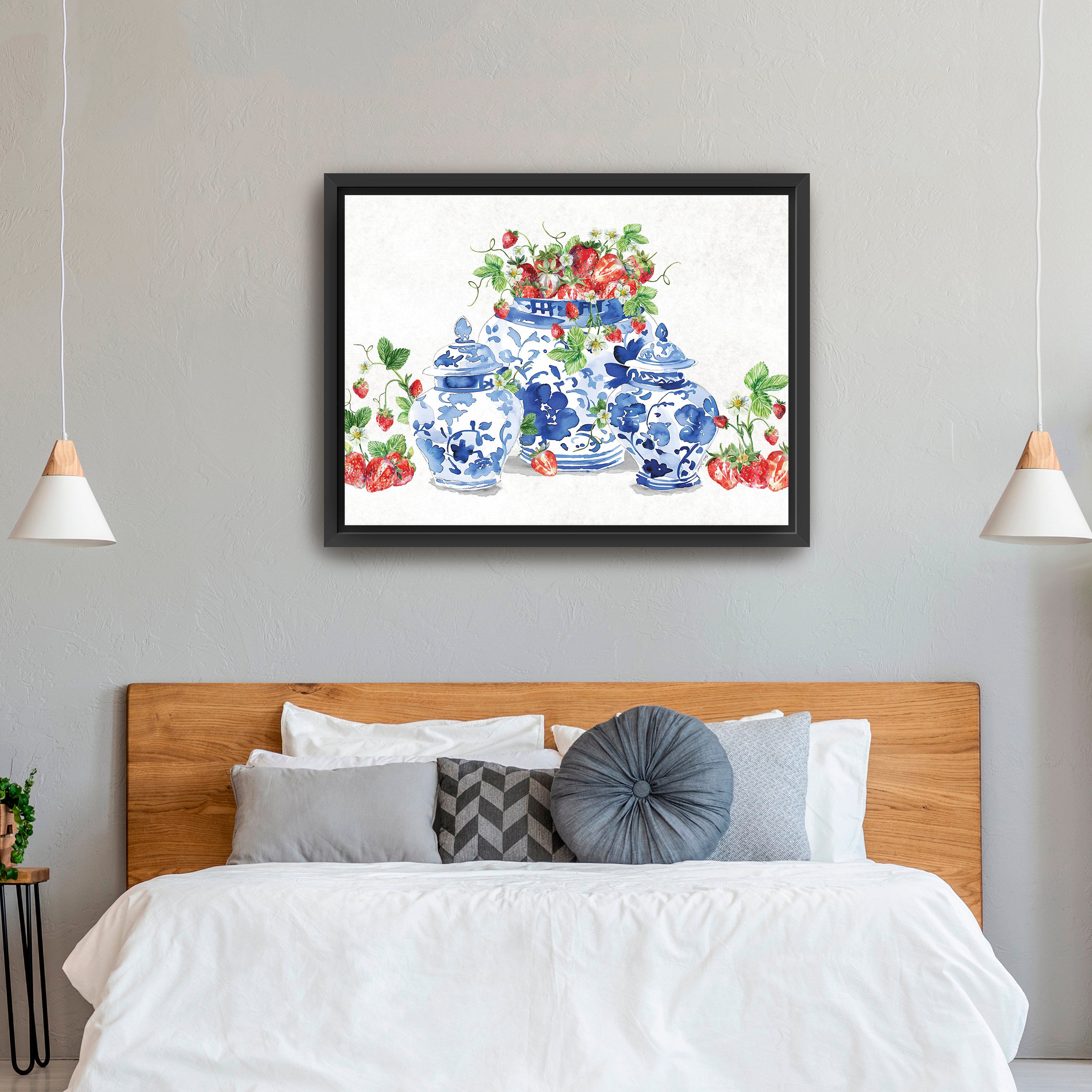 Ginger Jars and Strawberries Canvas Giclee