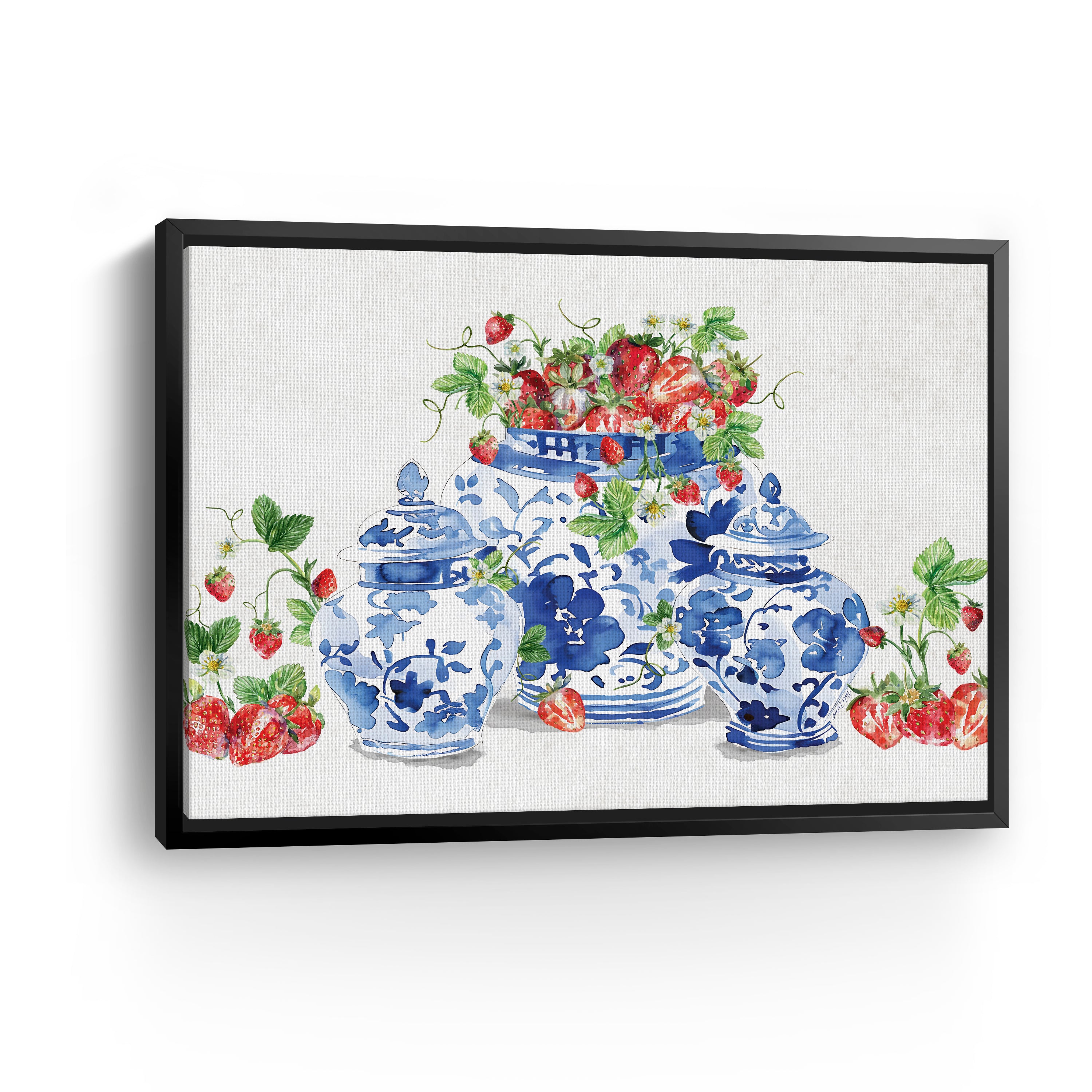 Ginger Jars and Strawberries Canvas Giclee