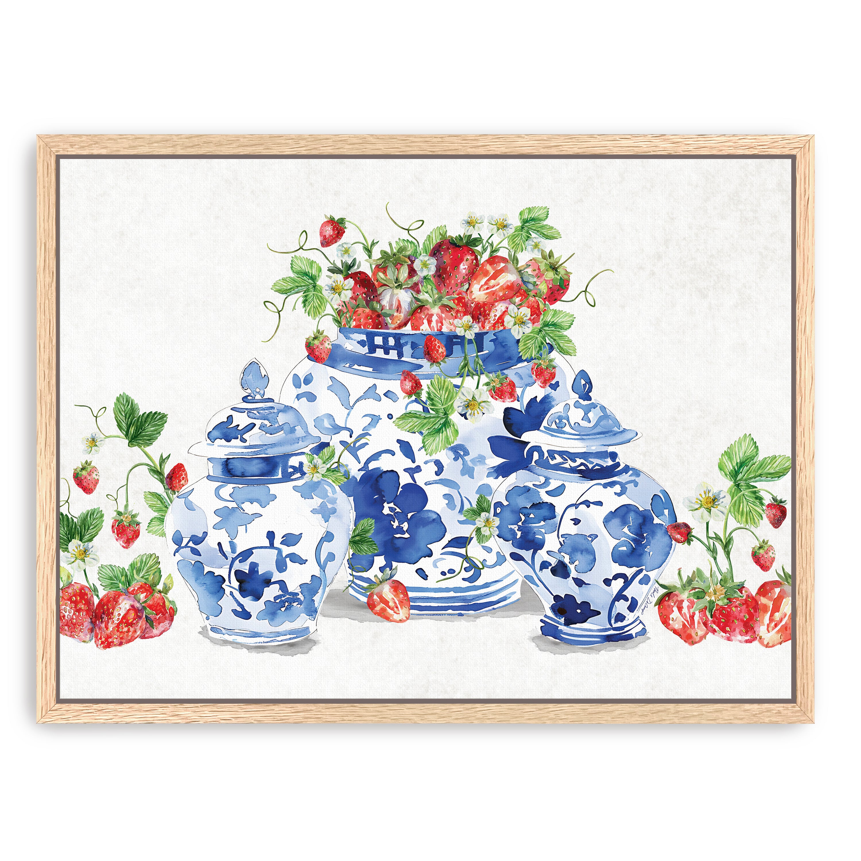 Ginger Jars and Strawberries Canvas Giclee