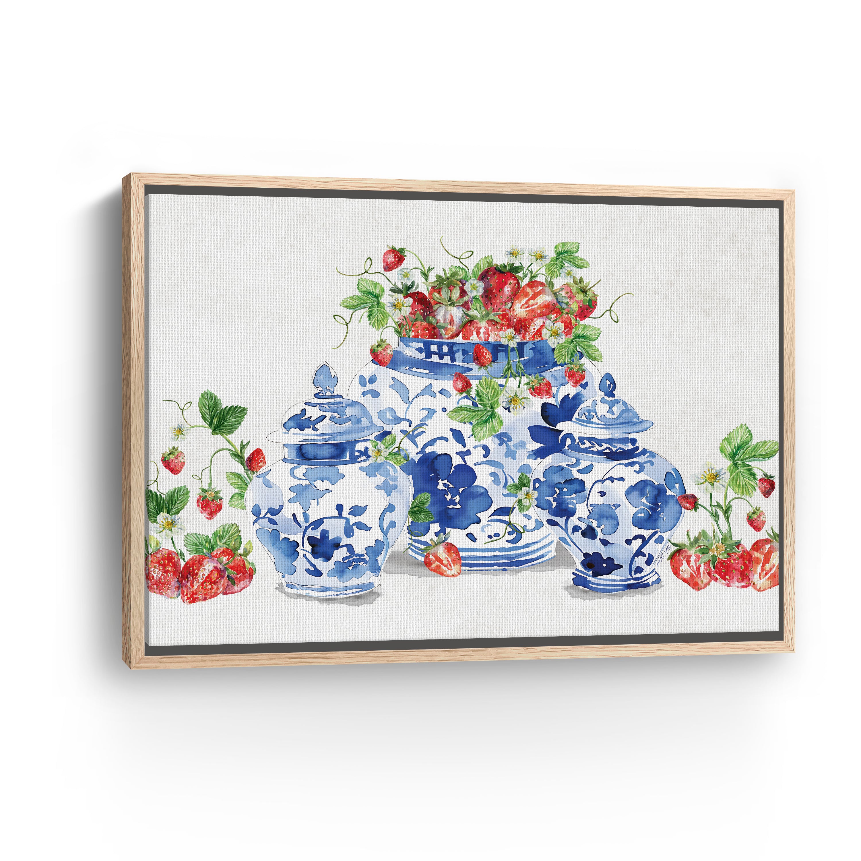 Ginger Jars and Strawberries Canvas Giclee