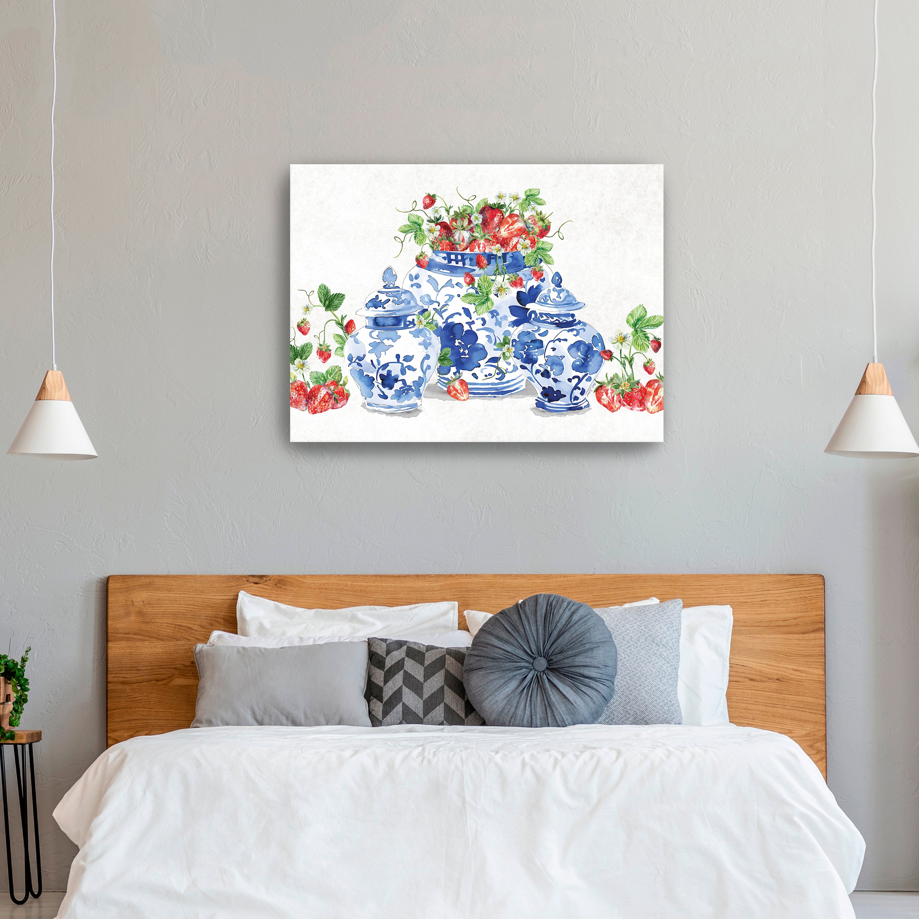 Ginger Jars and Strawberries Canvas Giclee