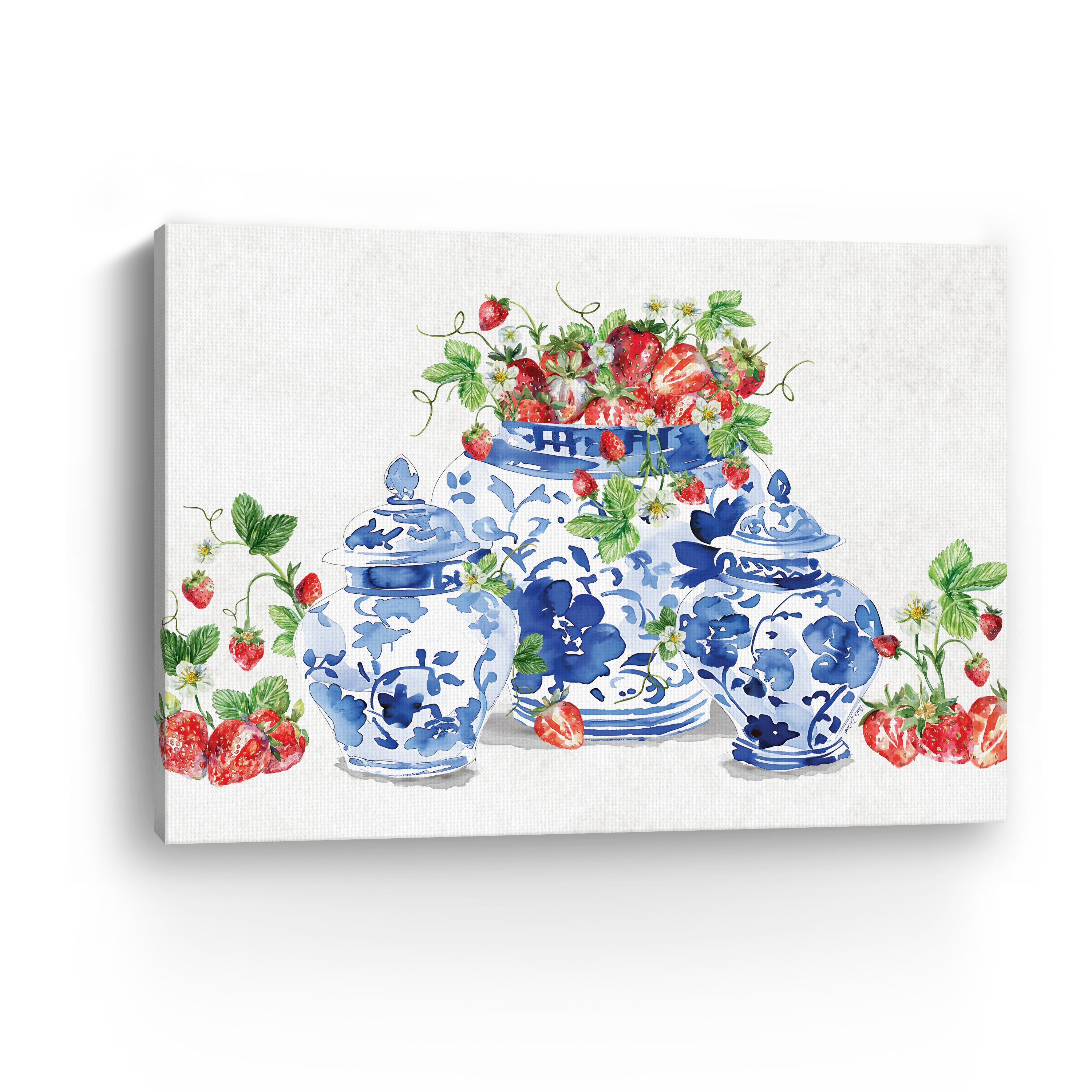 Ginger Jars and Strawberries Canvas Giclee