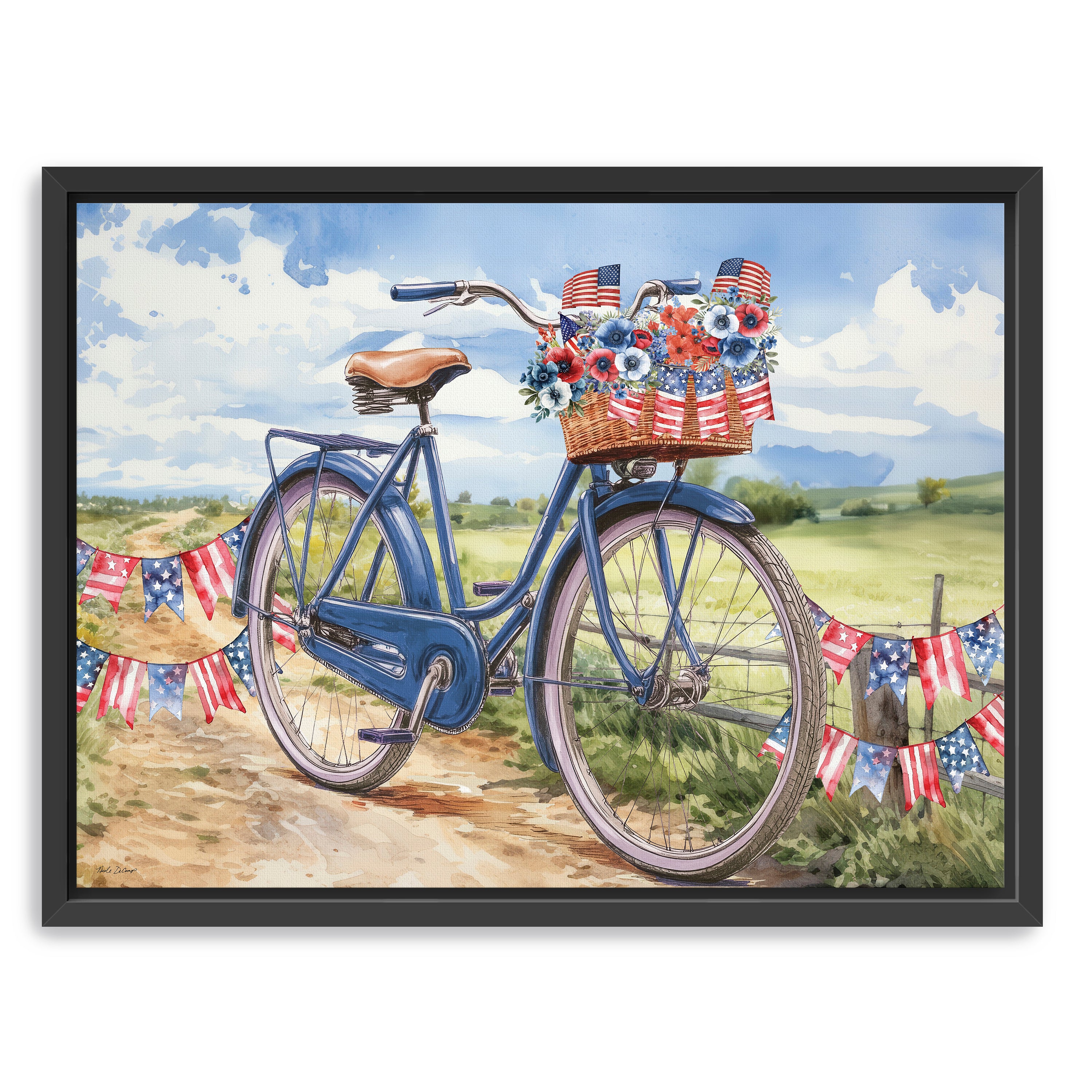 Patriotic Bike Canvas Giclee, Red/White/Blue