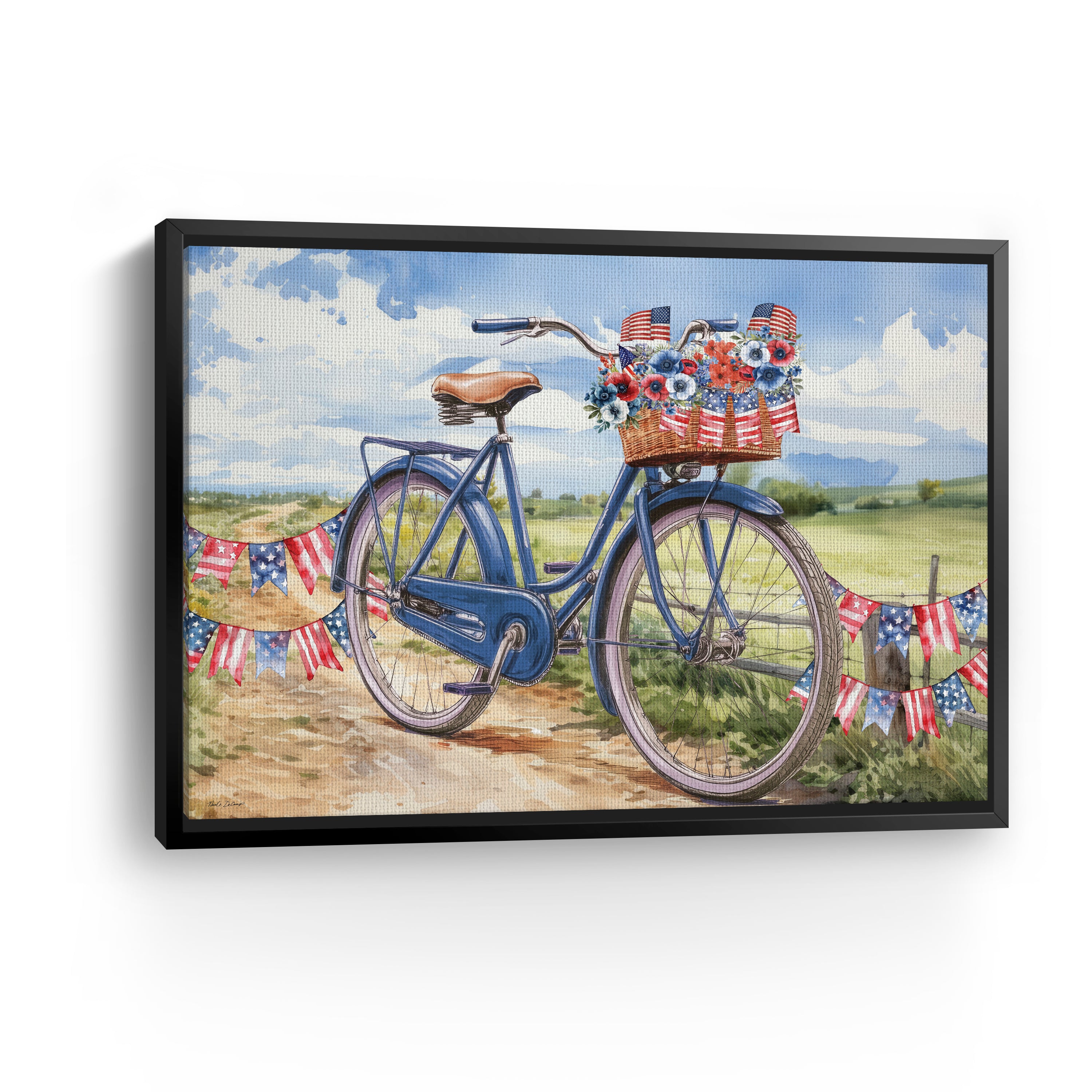 Patriotic Bike Canvas Giclee, Red/White/Blue
