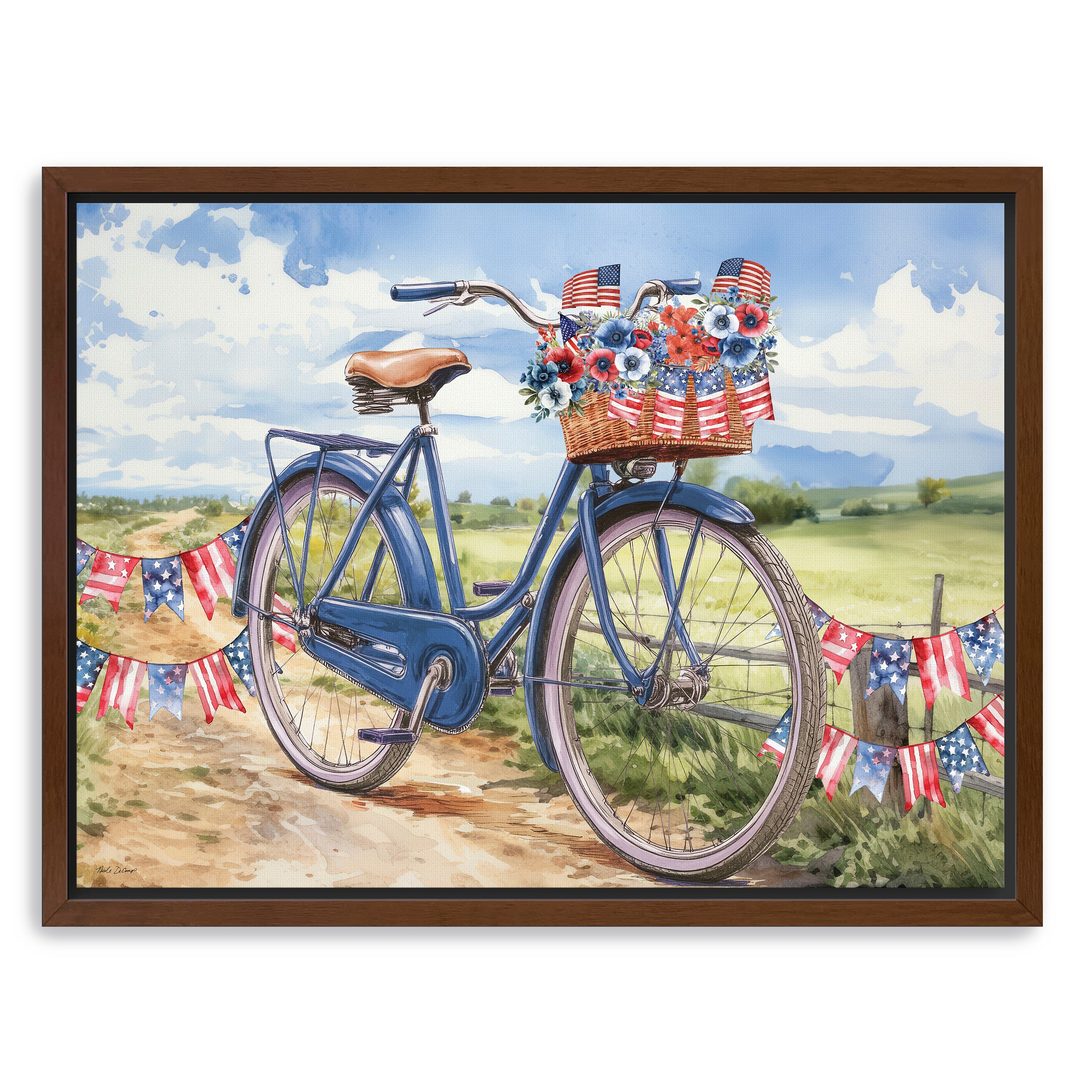 Patriotic Bike Canvas Giclee, Red/White/Blue