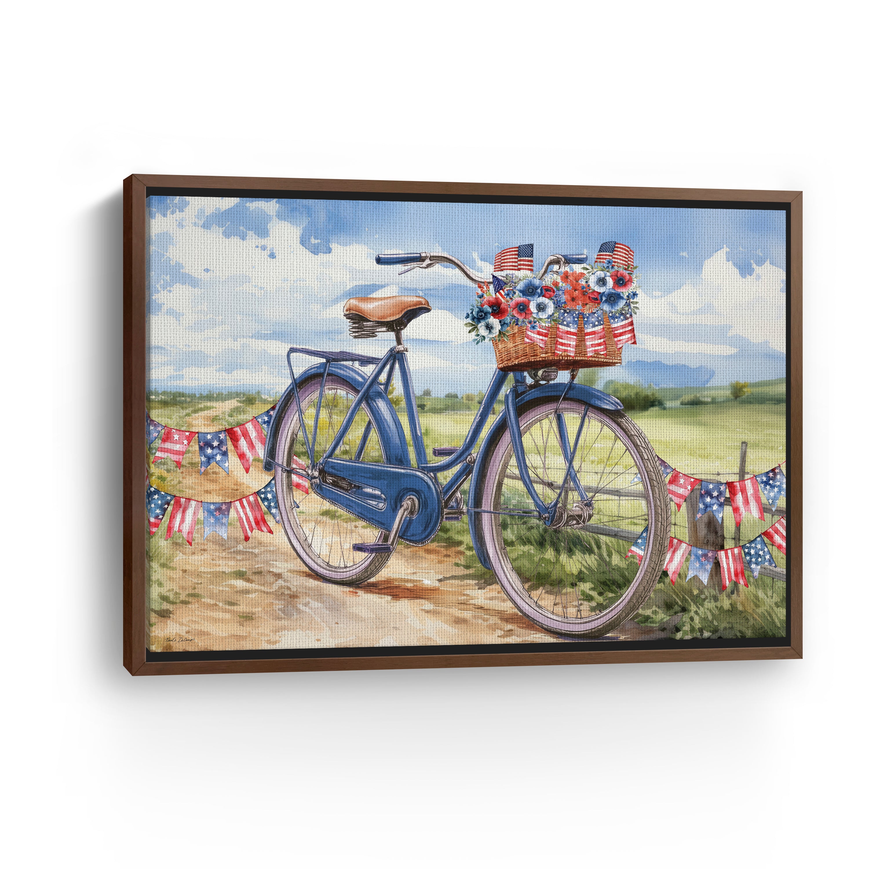 Patriotic Bike Canvas Giclee, Red/White/Blue