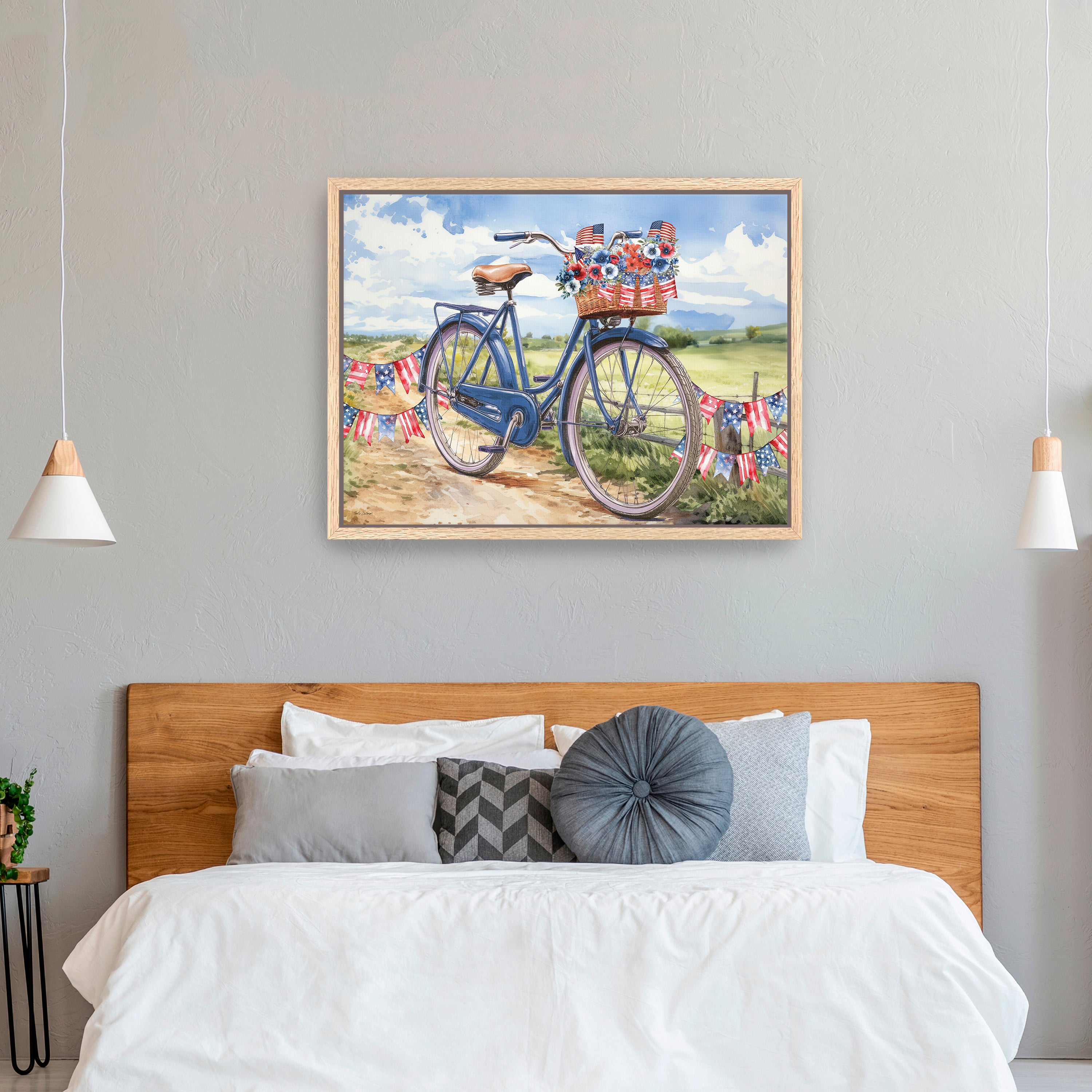 Patriotic Bike Canvas Giclee, Red/White/Blue