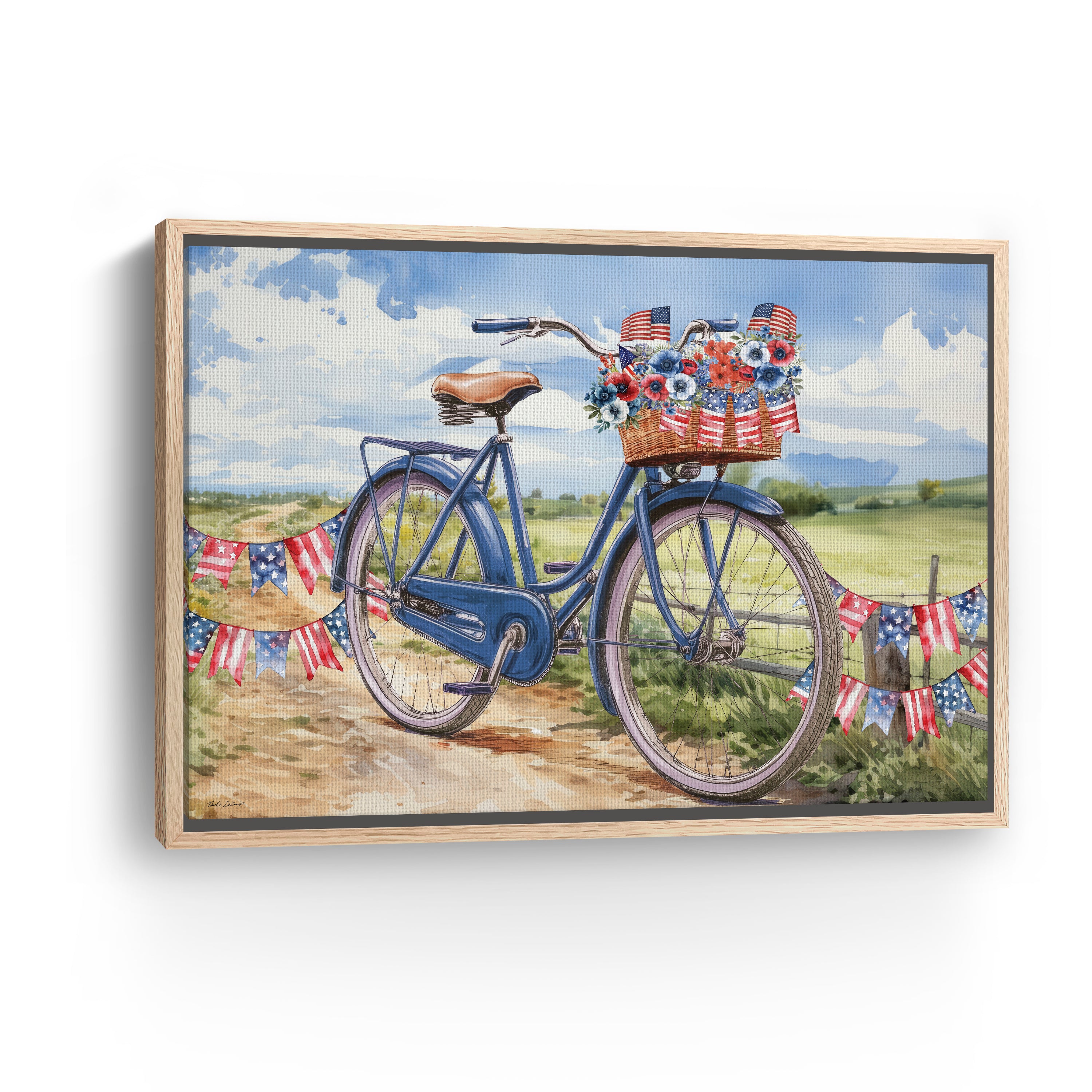 Patriotic Bike Canvas Giclee, Red/White/Blue