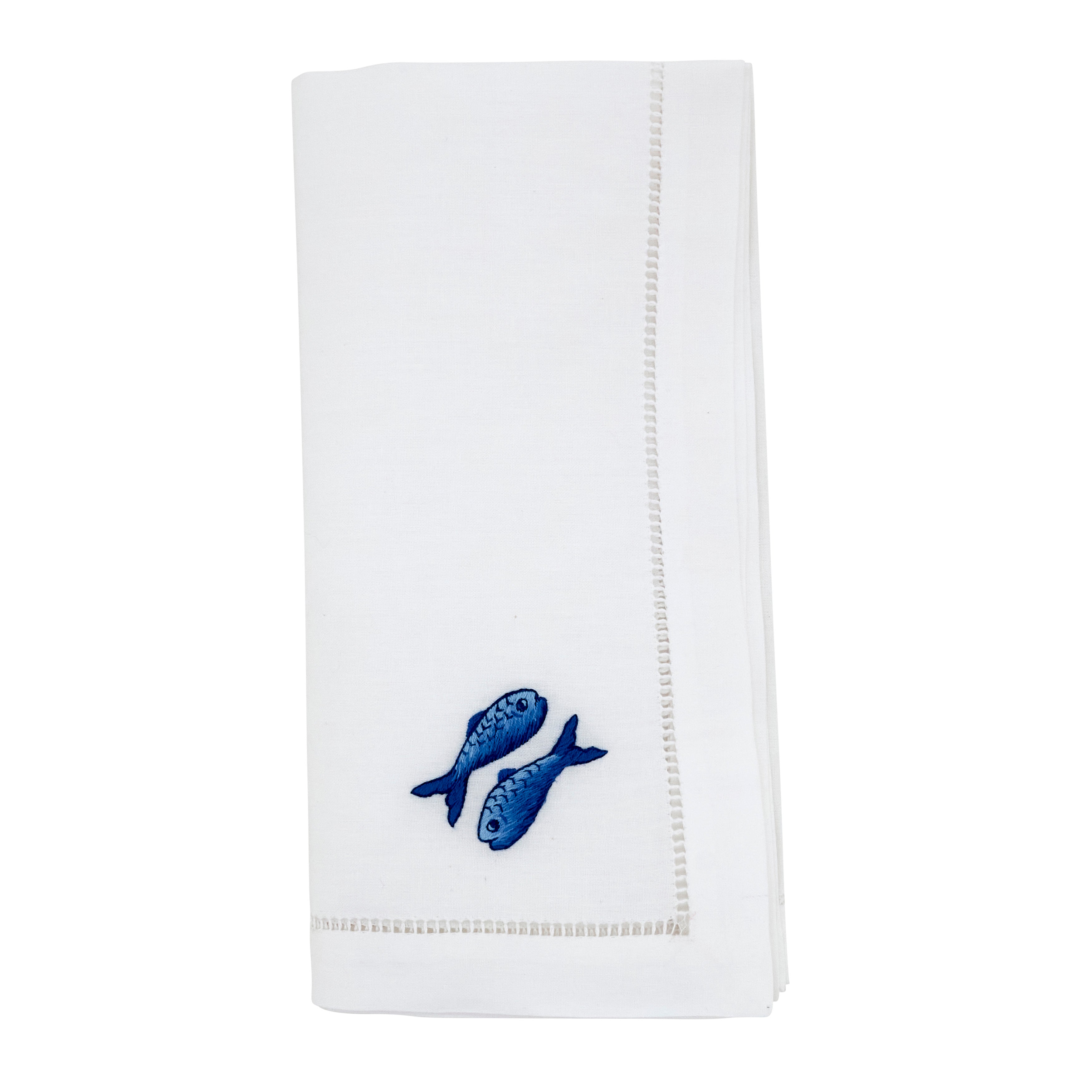 Embroidered Double Fish Cotton Napkins, Set of 6