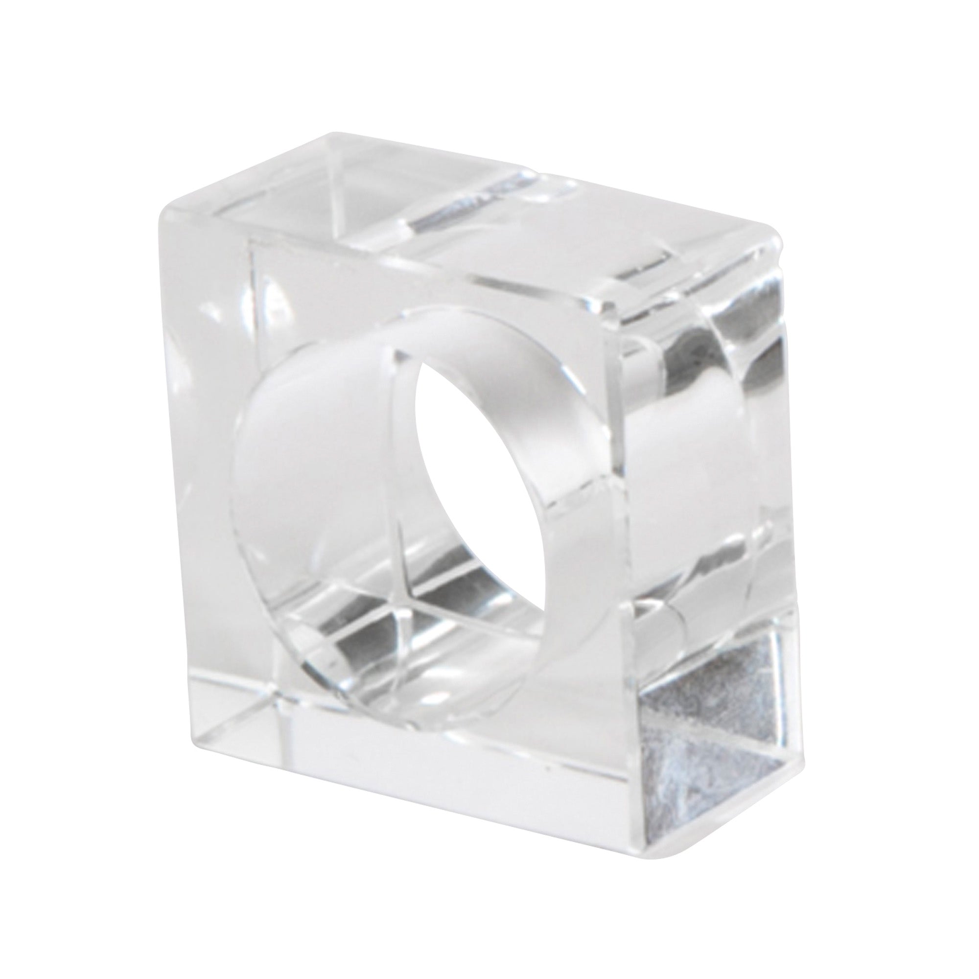 Clear Crystal Glass Napkin Ring With Double Edge Design, Set of 4