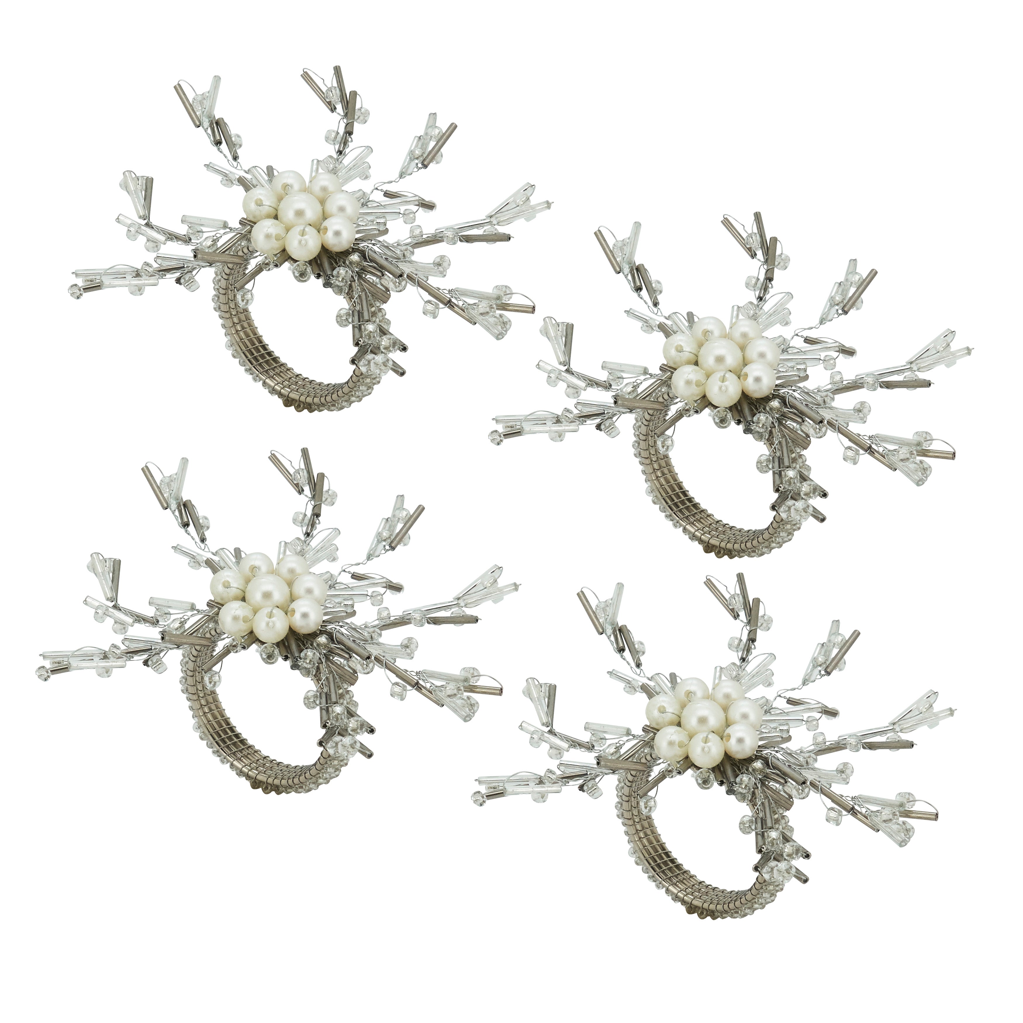 Elegant Embellishment Beaded Napkin Ring, Set of 4