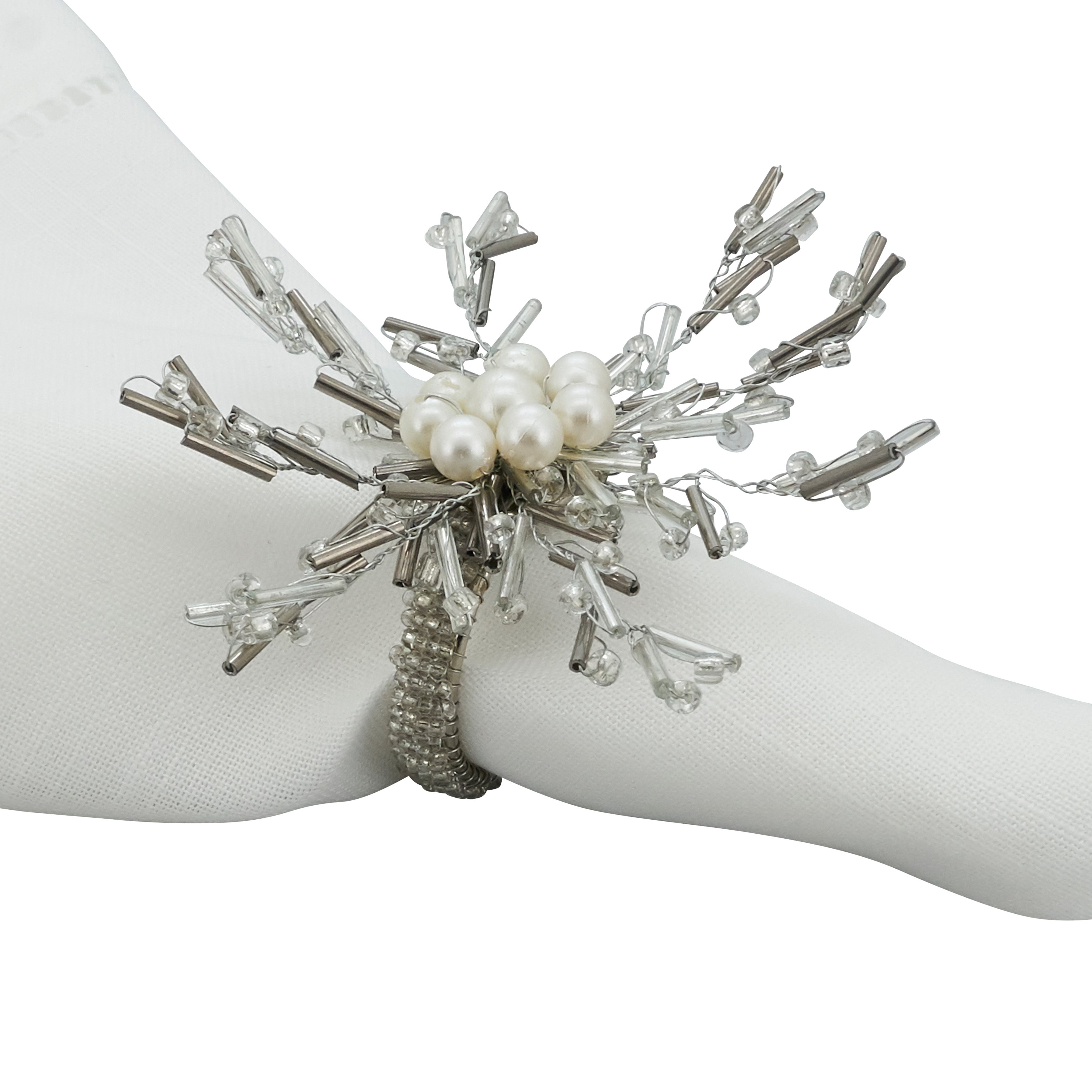 Elegant Embellishment Beaded Napkin Ring, Set of 4