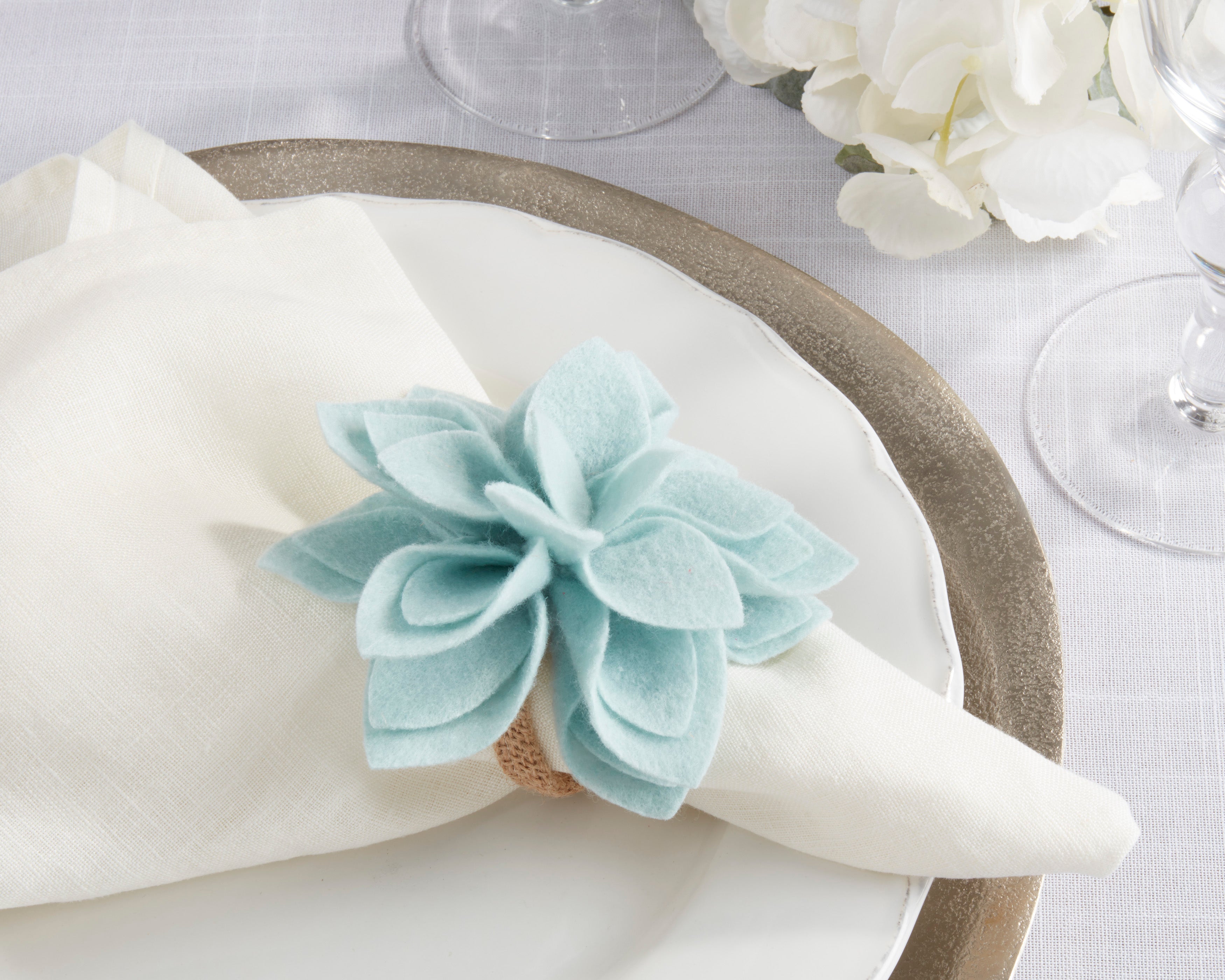Felt Blossom Napkin Rings, Set of 4