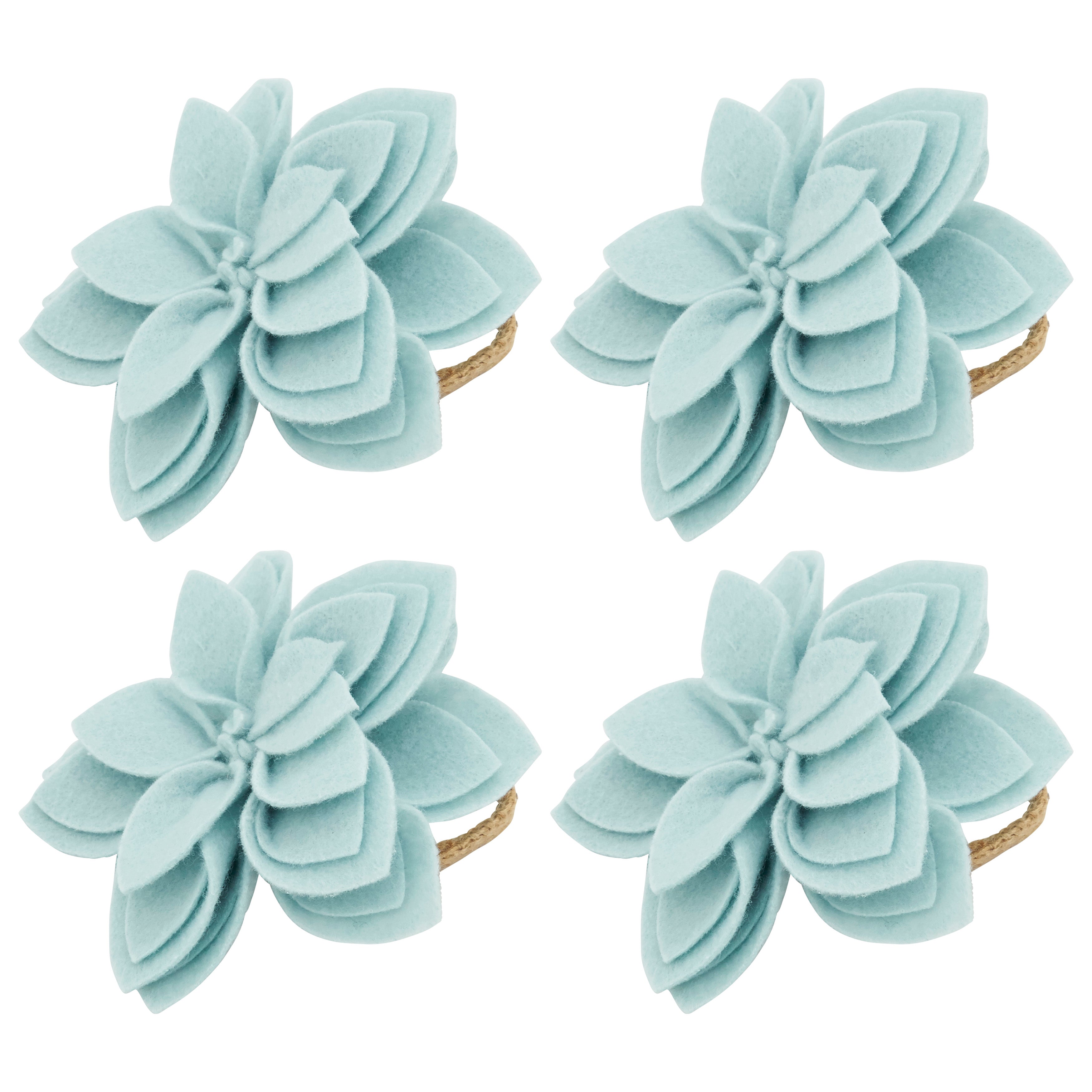 Felt Blossom Napkin Rings, Set of 4